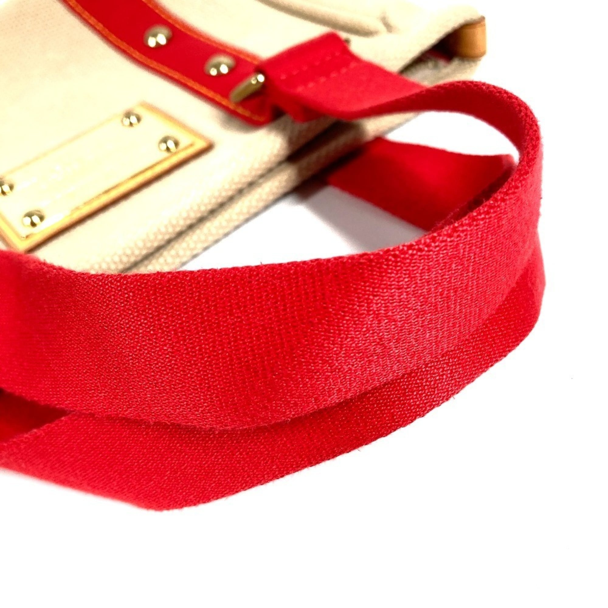 Louis Vuitton Beige Red Color Canvas Handbag Tote Bag