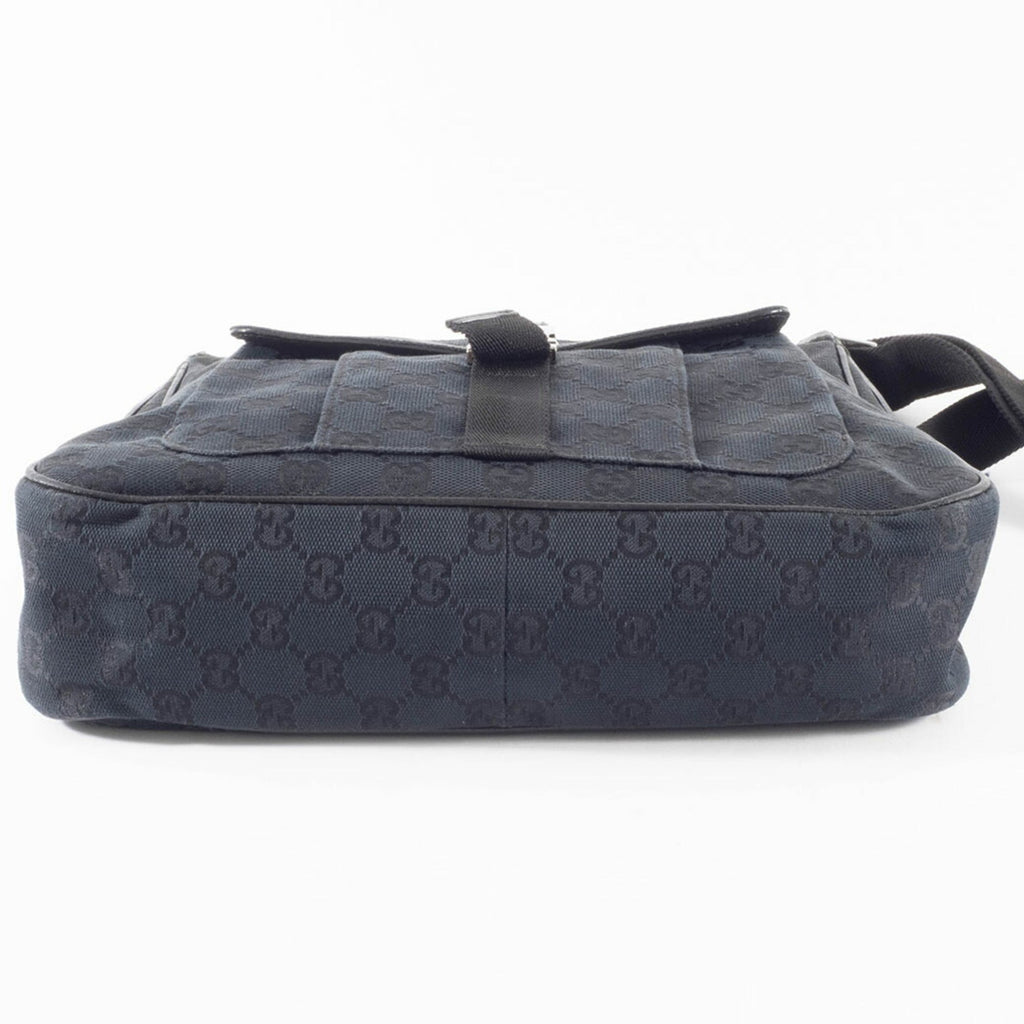 Gucci Black Gg Canvas Leather Shoulder Bag (Pre-Owned)