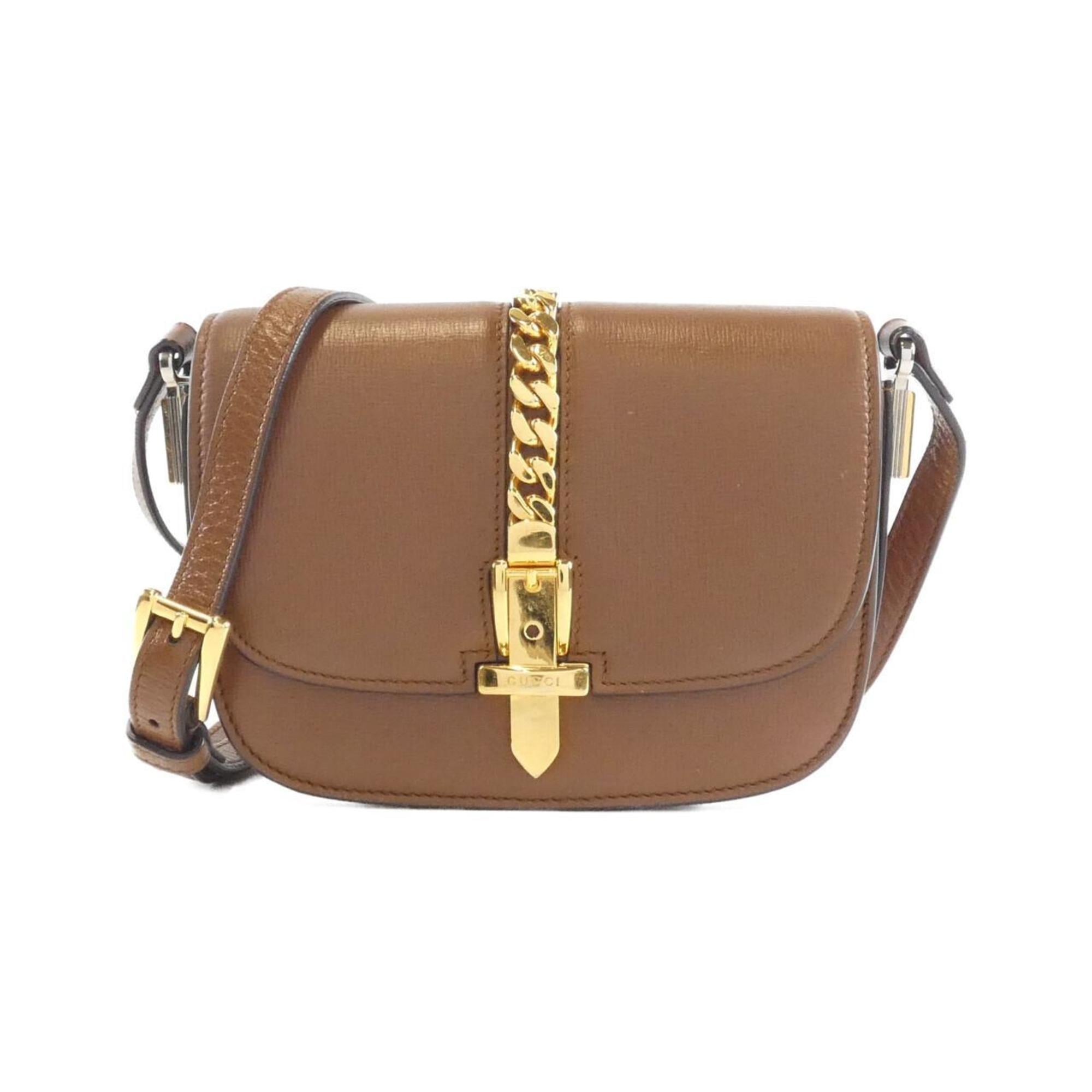 Gucci Brown Leather Shoulder Bag (Pre-Owned)