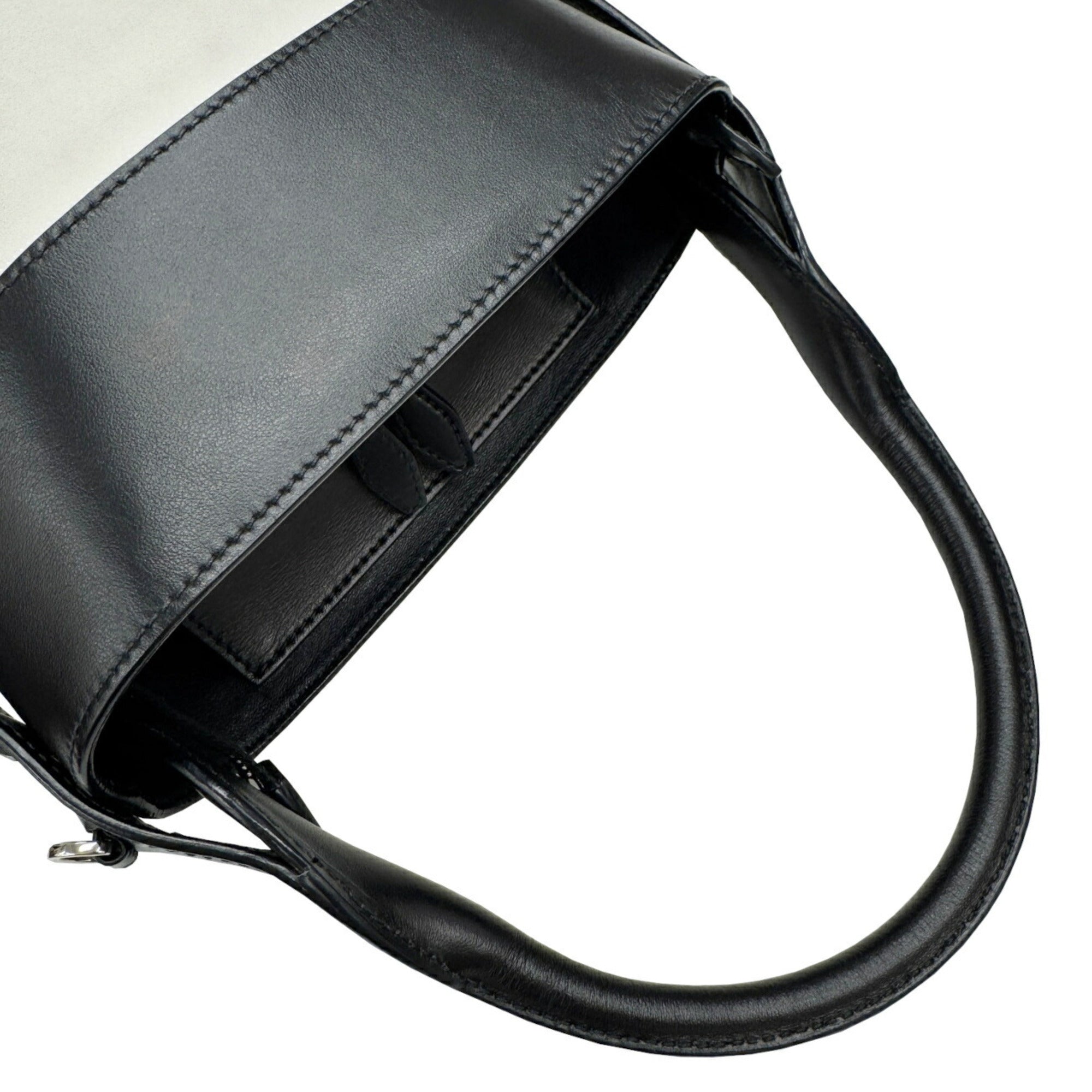 Prada Black White Leather Handbag Shoulder Bag