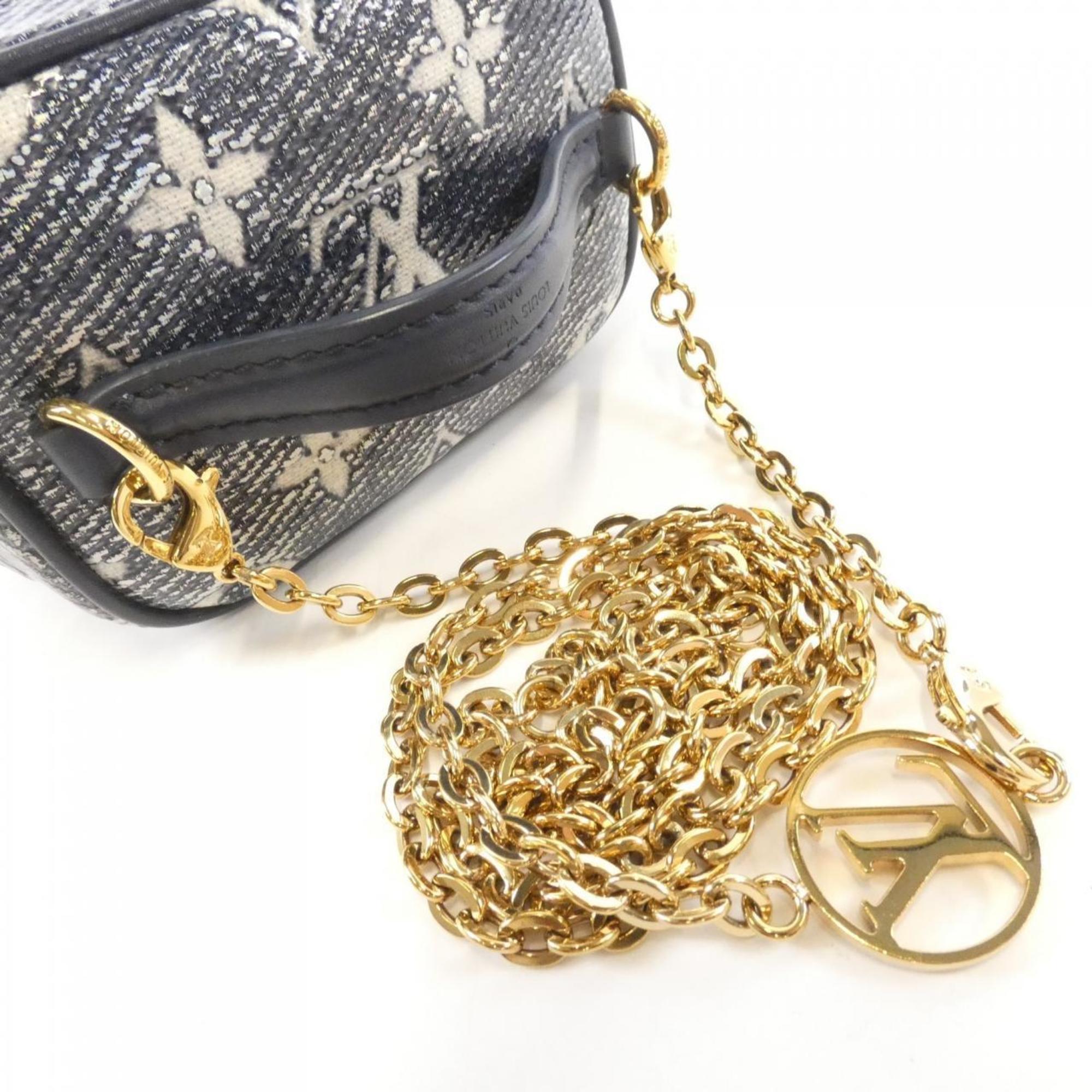 Louis Vuitton Navy White Cotton Shoulder Bag