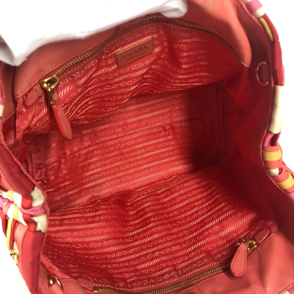 Prada Pink White Nylon Handbag Tote Bag