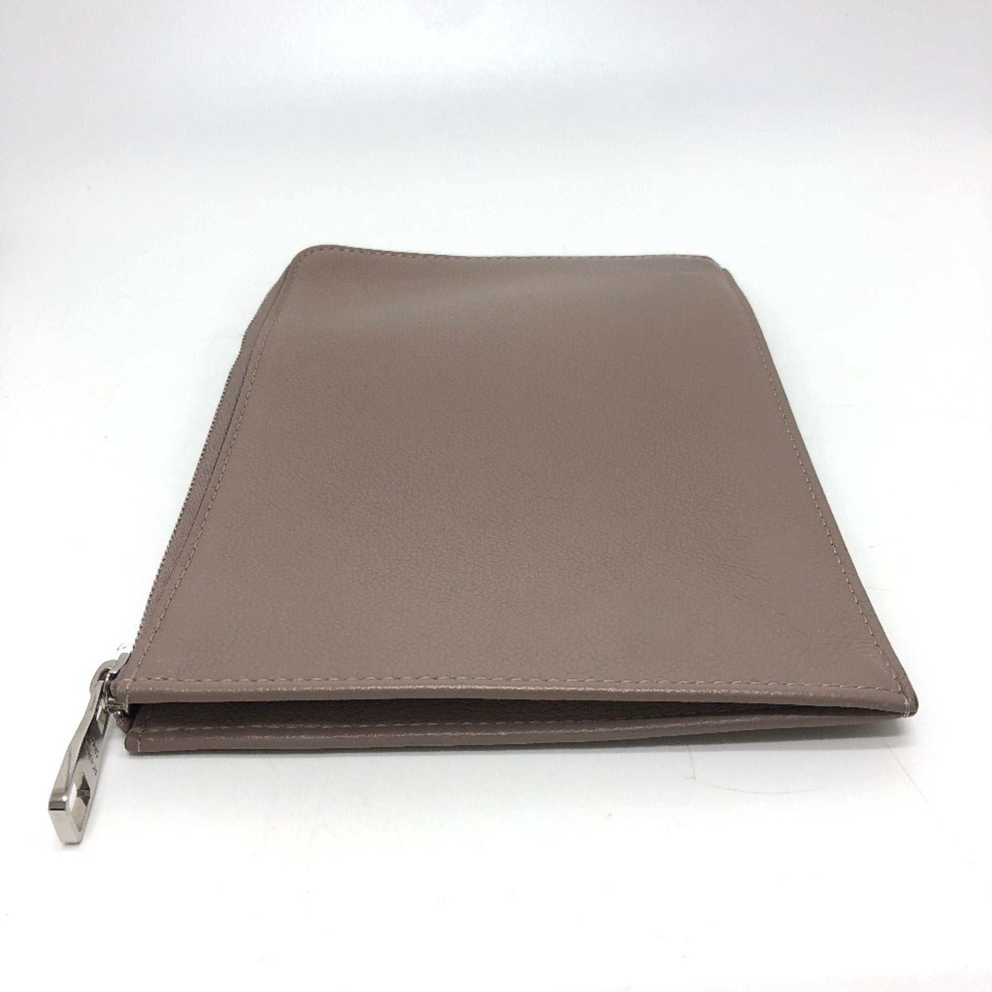 Louis Vuitton Beige Taupe Leather Clutch Bag Pochette