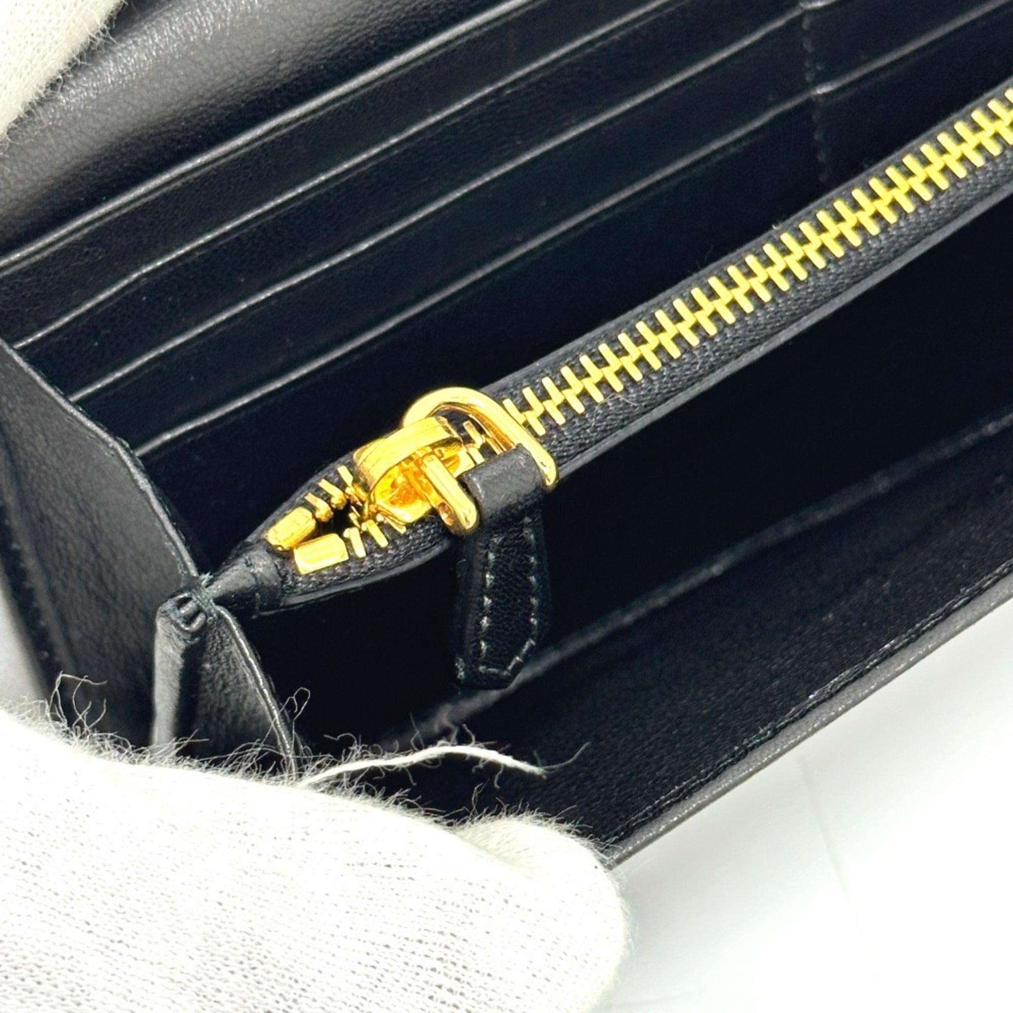 Prada Black Leather Long Wallet (Bi-Fold)