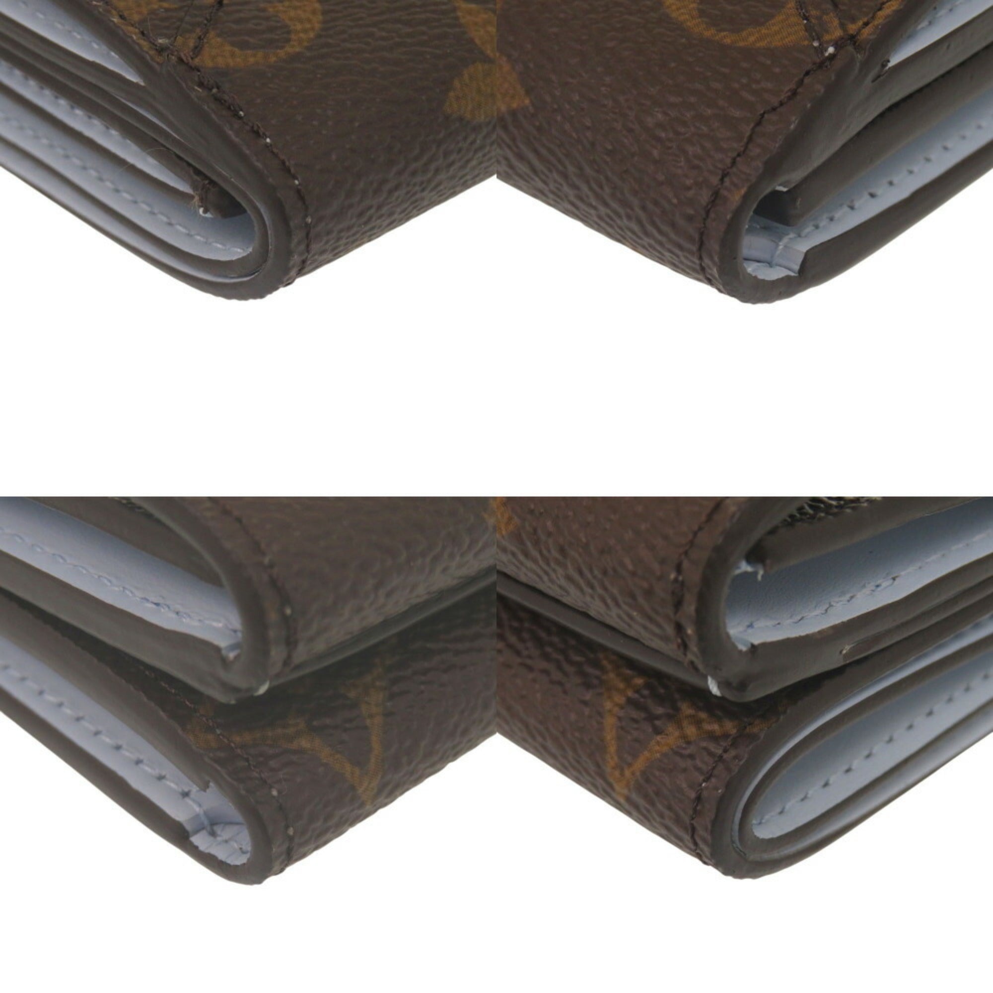 Louis Vuitton Blue Brown Monogram Monogram Leather Wallet (Tri-Fold)