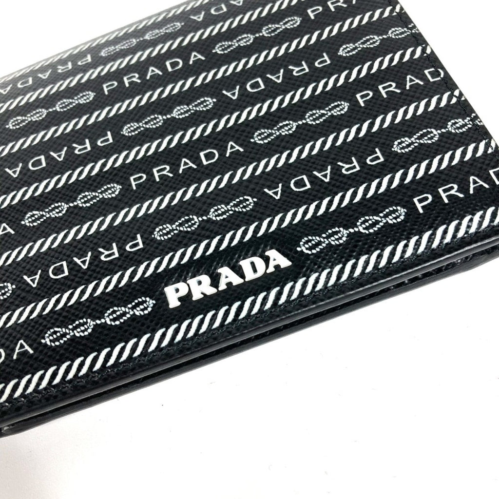 Prada Black White Leather Wallet (Bi-Fold)
