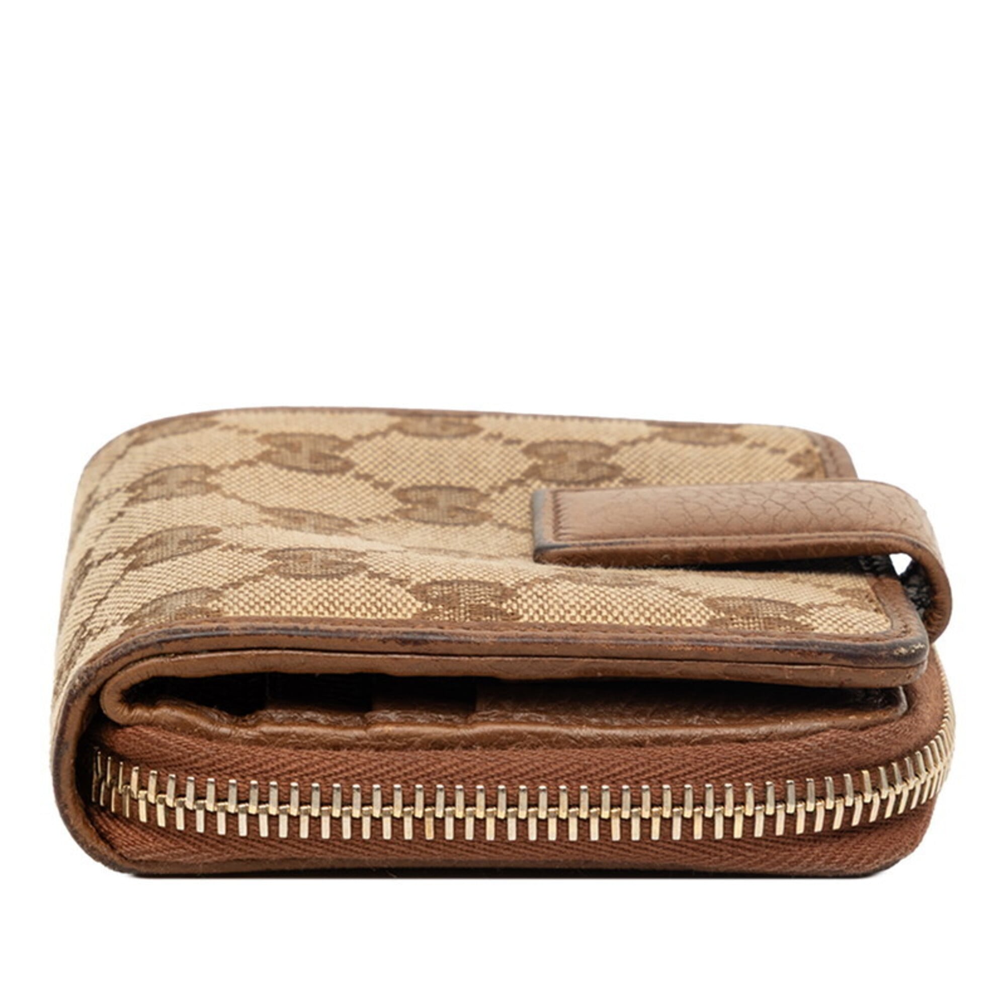 Gucci Beige Brown Canvas Leather Wallet (Bi-Fold) (Pre-Owned)
