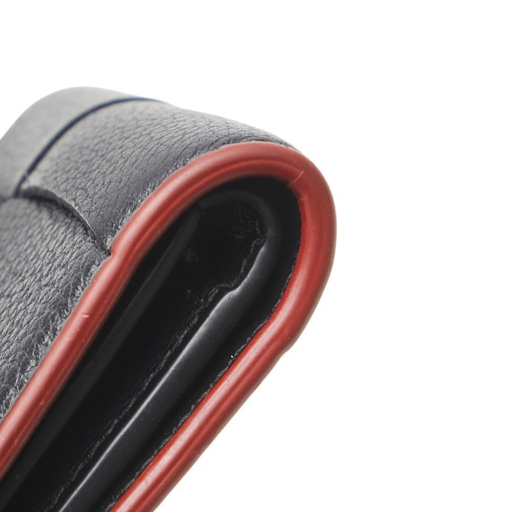 Bottega Veneta Black Red Color Leather Wallet (Bi-Fold)
