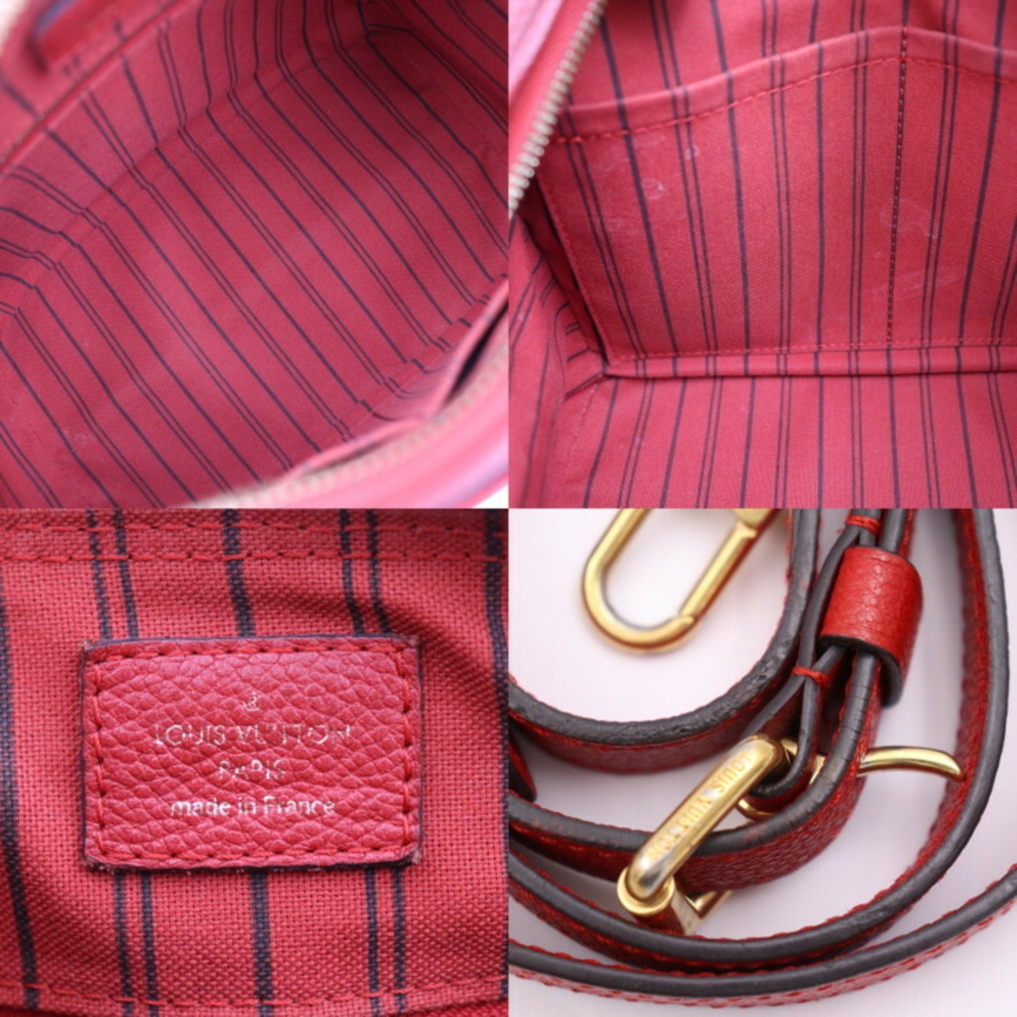 Louis Vuitton Cerise Red Color Leather Handbag Shoulder Bag