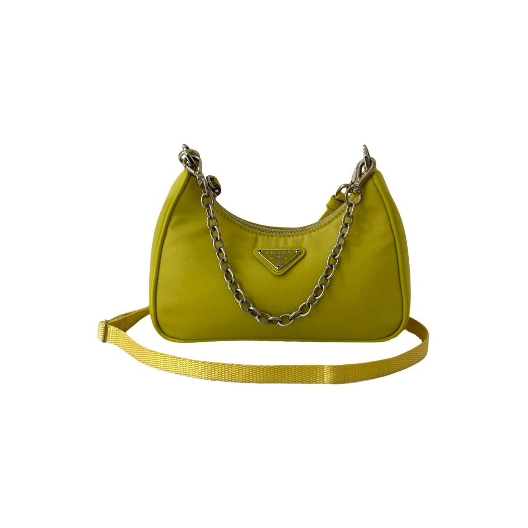 Prada Yellow Nylon Handbag Pochette Shoulder Bag