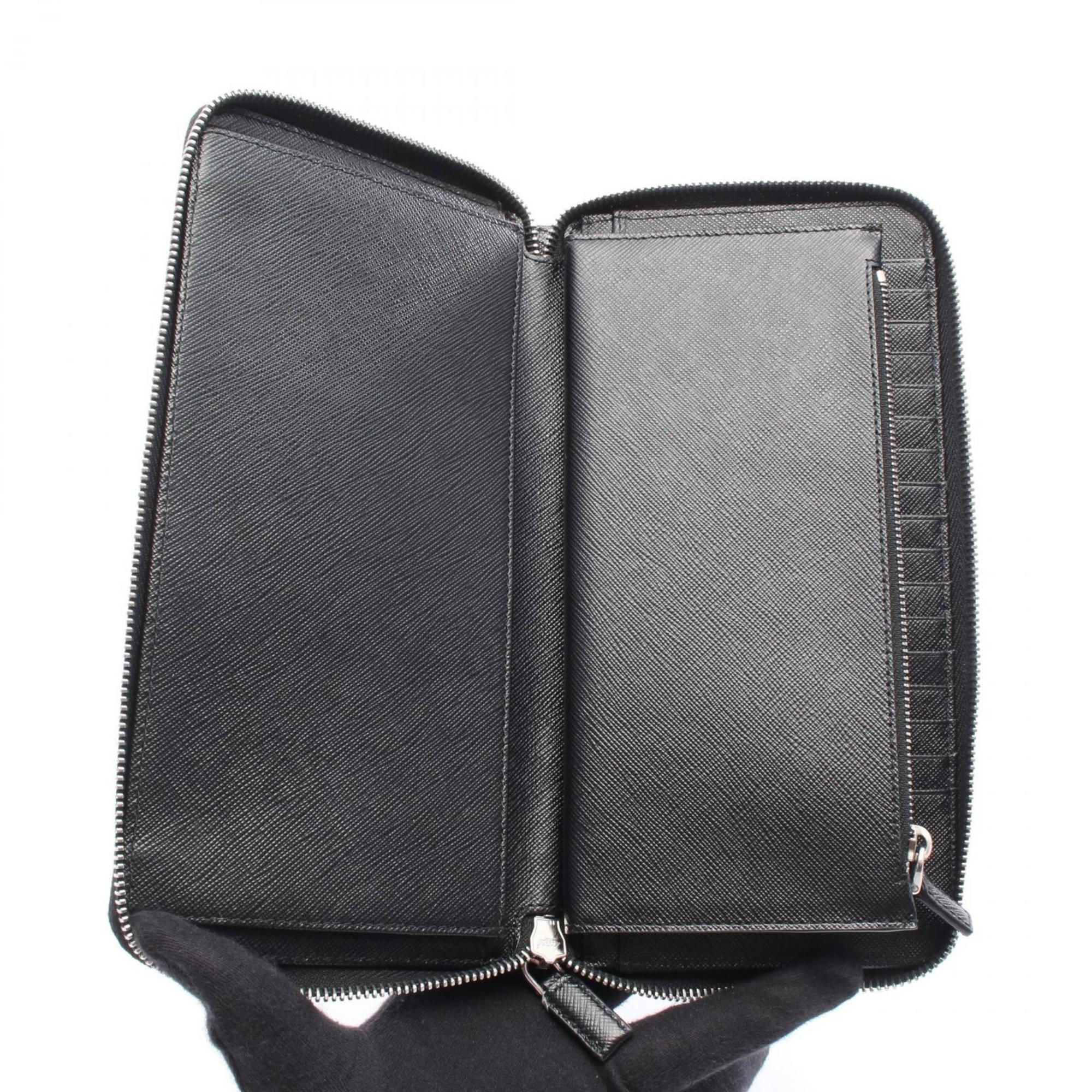 Prada Black Leather Long Wallet (Bi-Fold)