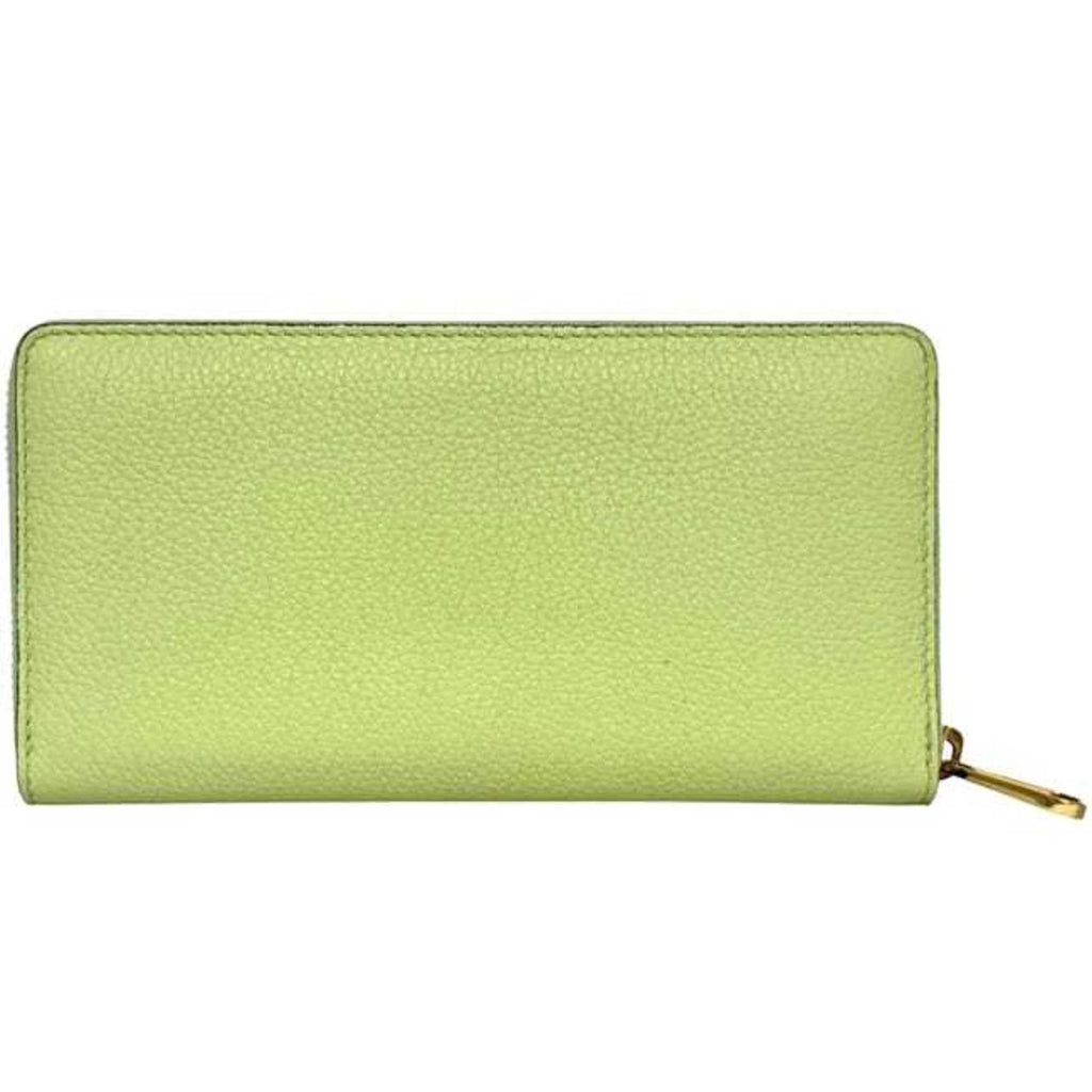 Gucci Light Green Leather Long Wallet (Bi-Fold) (Pre-Owned)