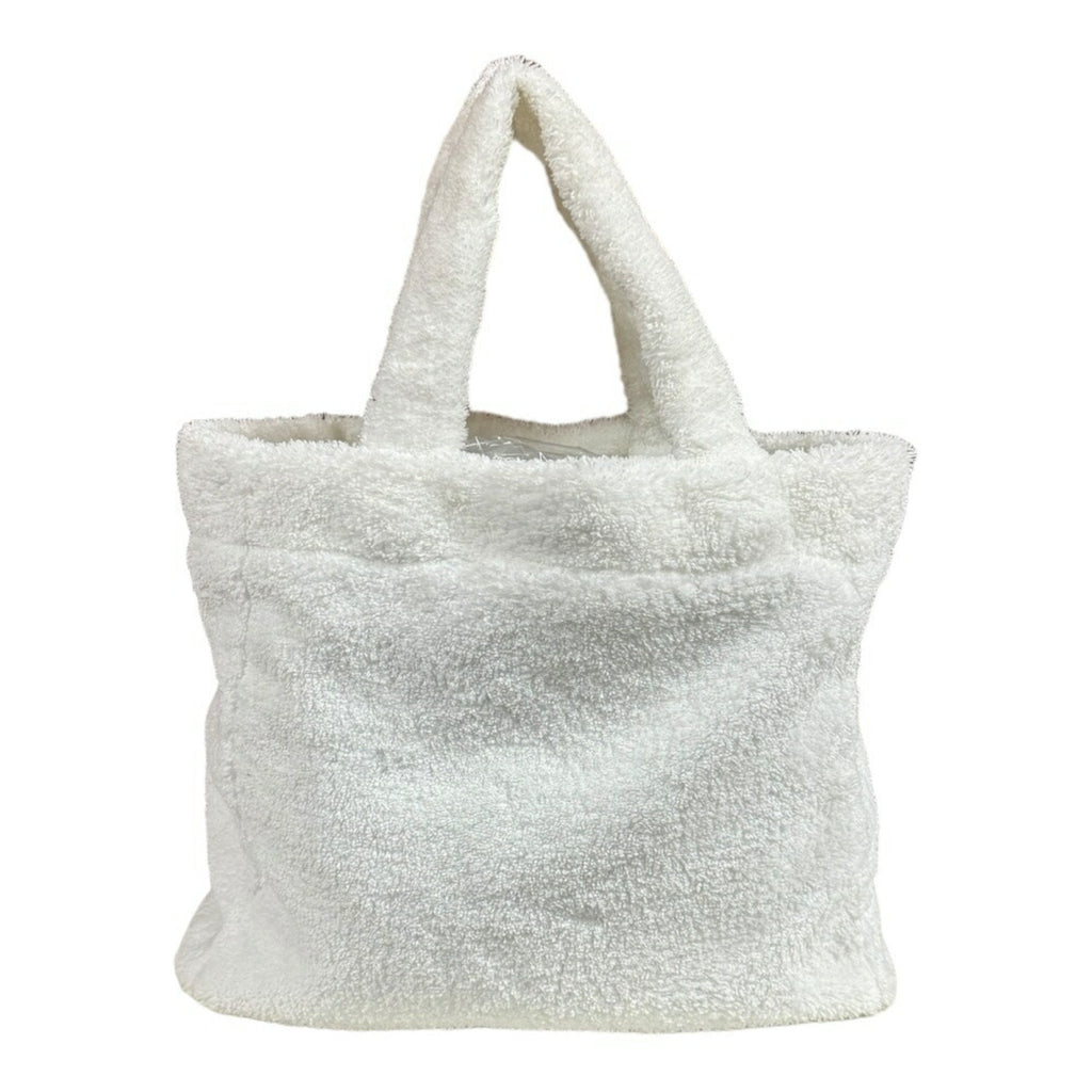 Prada White Pile Fabric Tote Bag