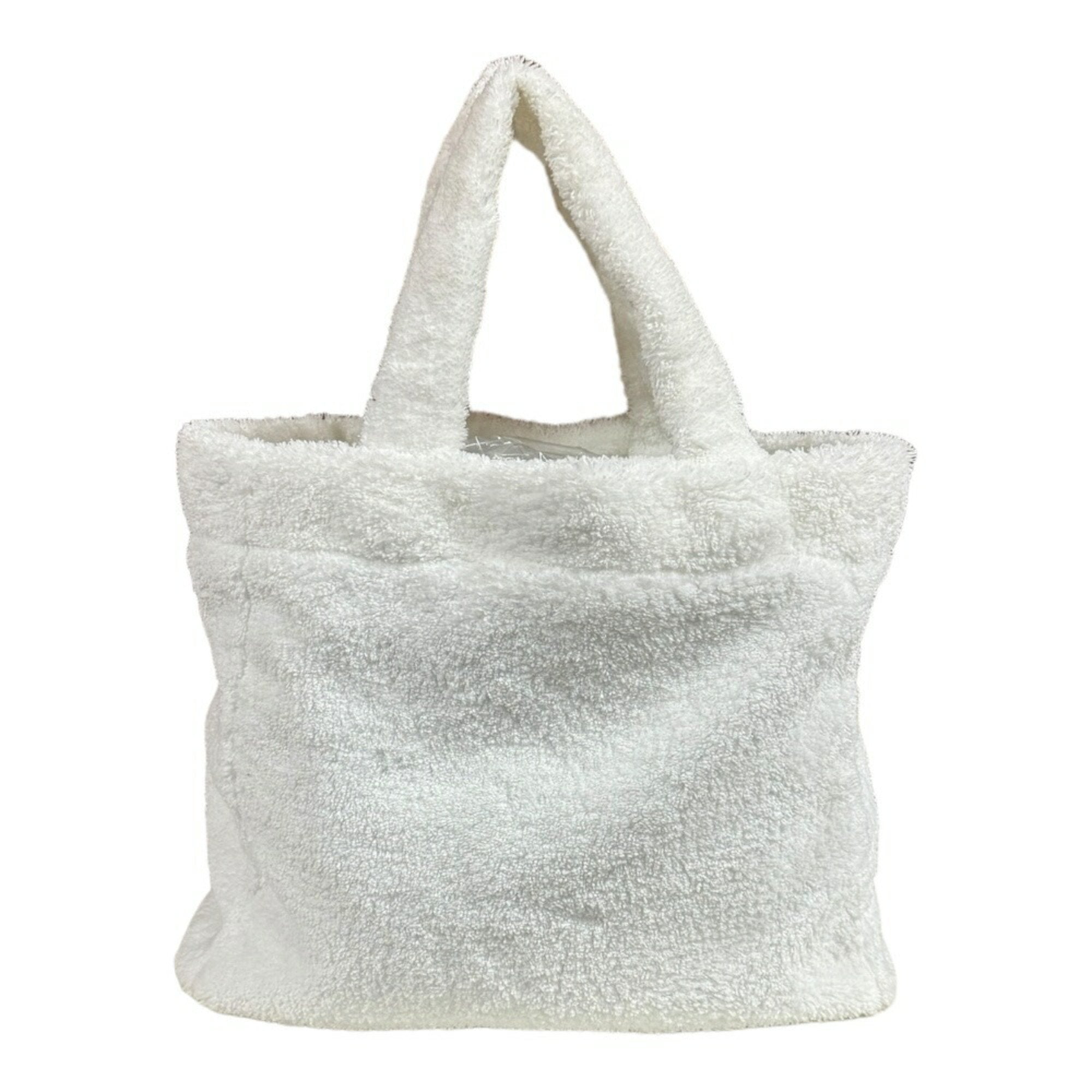 Prada White Pile Fabric Tote Bag