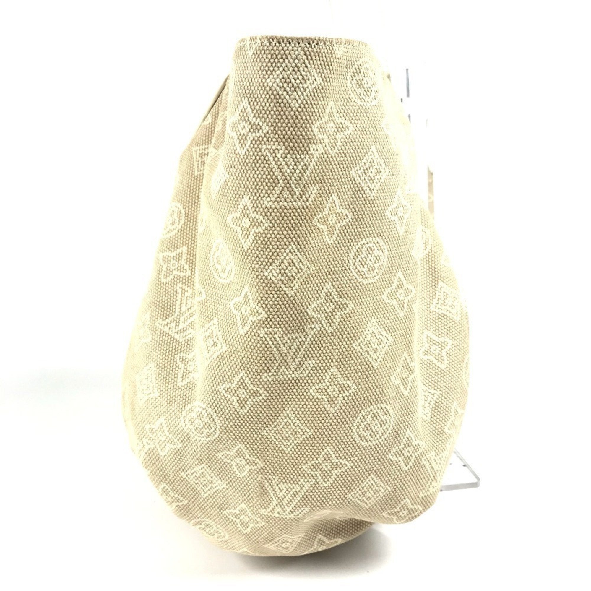 Louis Vuitton Beige White Canvas Leather Shoulder Bag Tote Bag