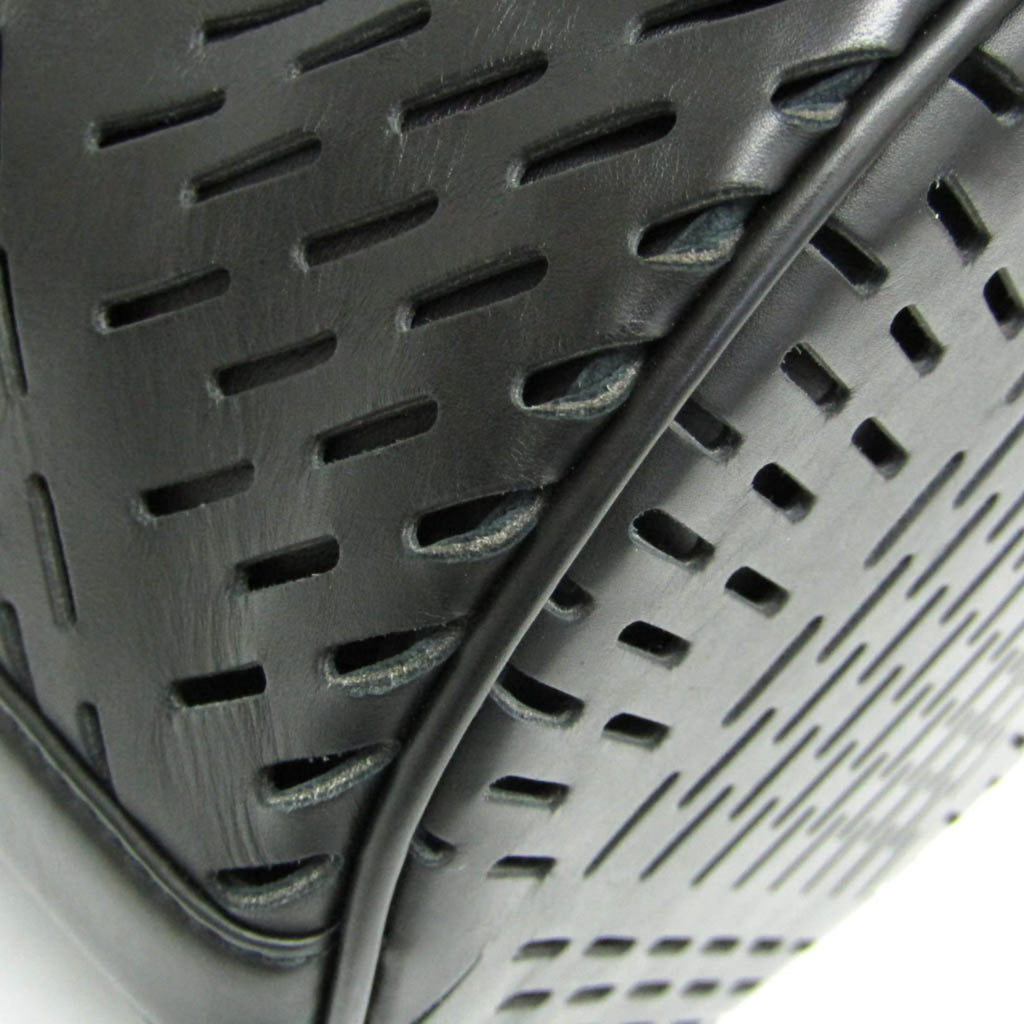 Bottega Veneta Paper Bucket Bag Perforated Leather Black Leather Shoulder Bag Bag