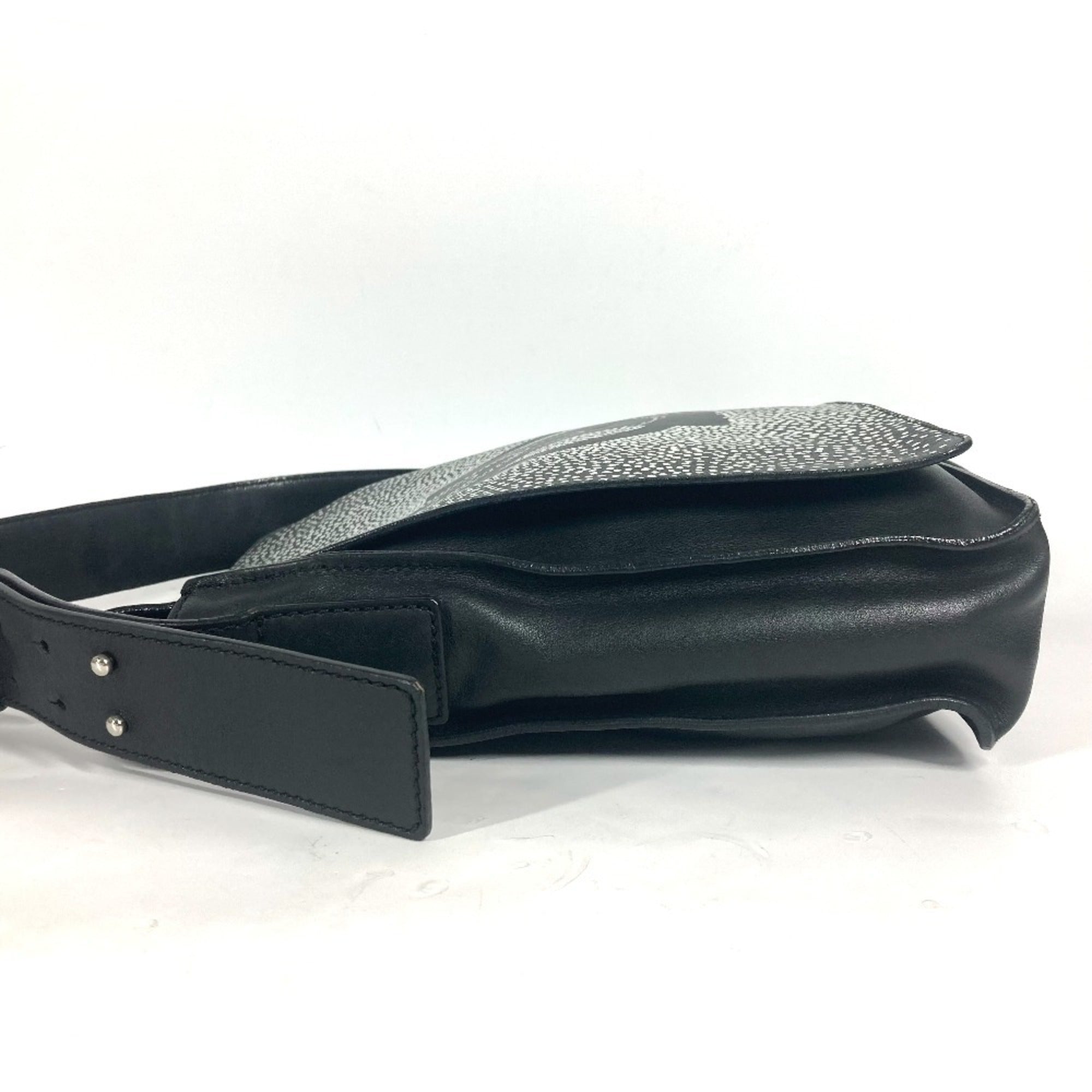 Chanel Black White Leather Shoulder Bag