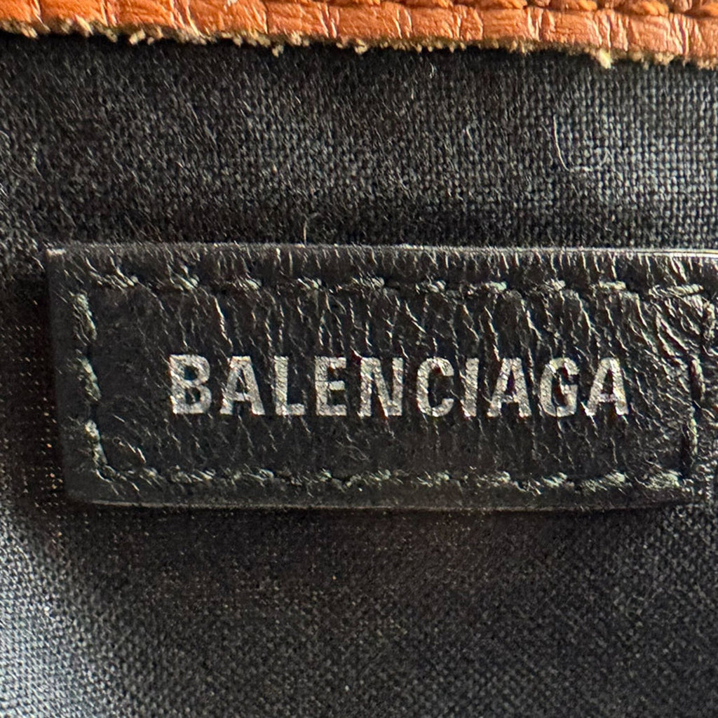 Balenciaga Brown Ivory Canvas Leather Handbag Shoulder