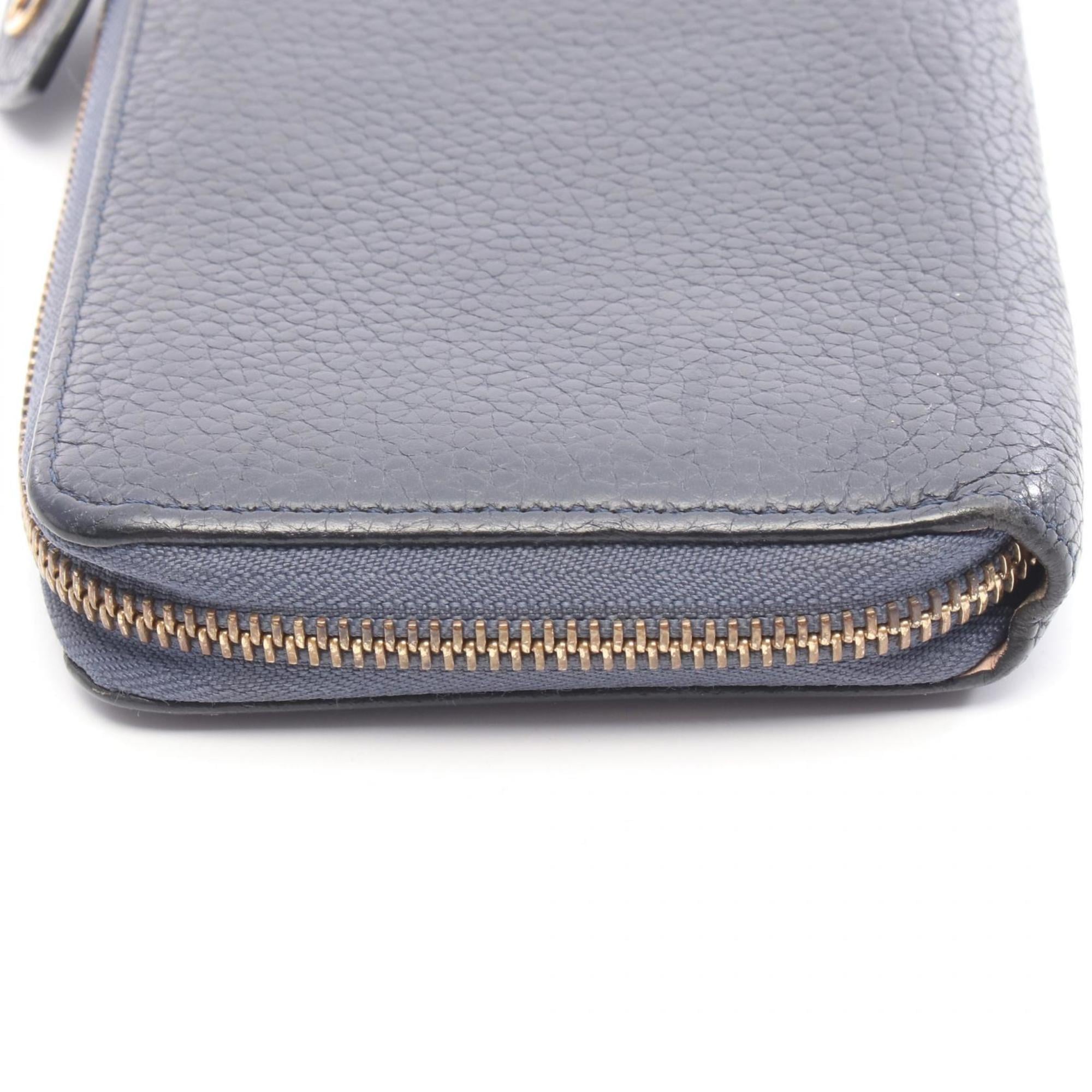 Louis Vuitton Navy Navy Blue Leather Long Wallet