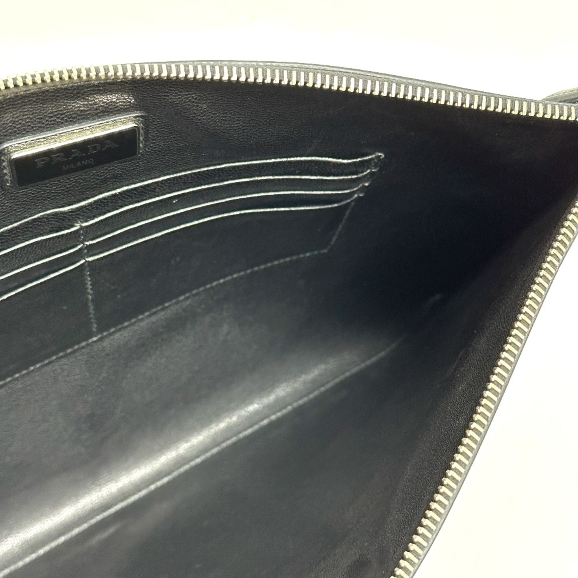 Prada Black Leather Clutch Bag