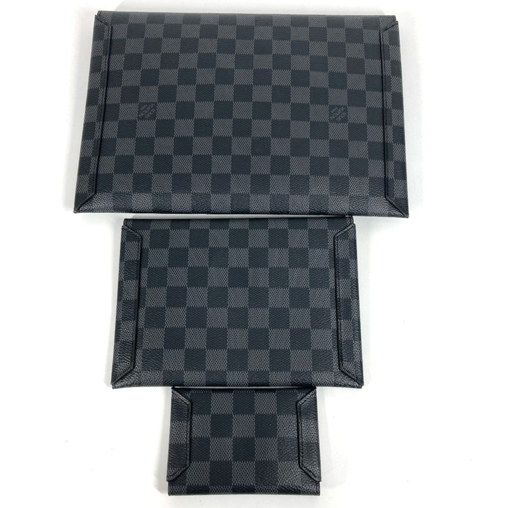 Louis Vuitton Black Blue Damier Graphite Clutch Bag Pouch