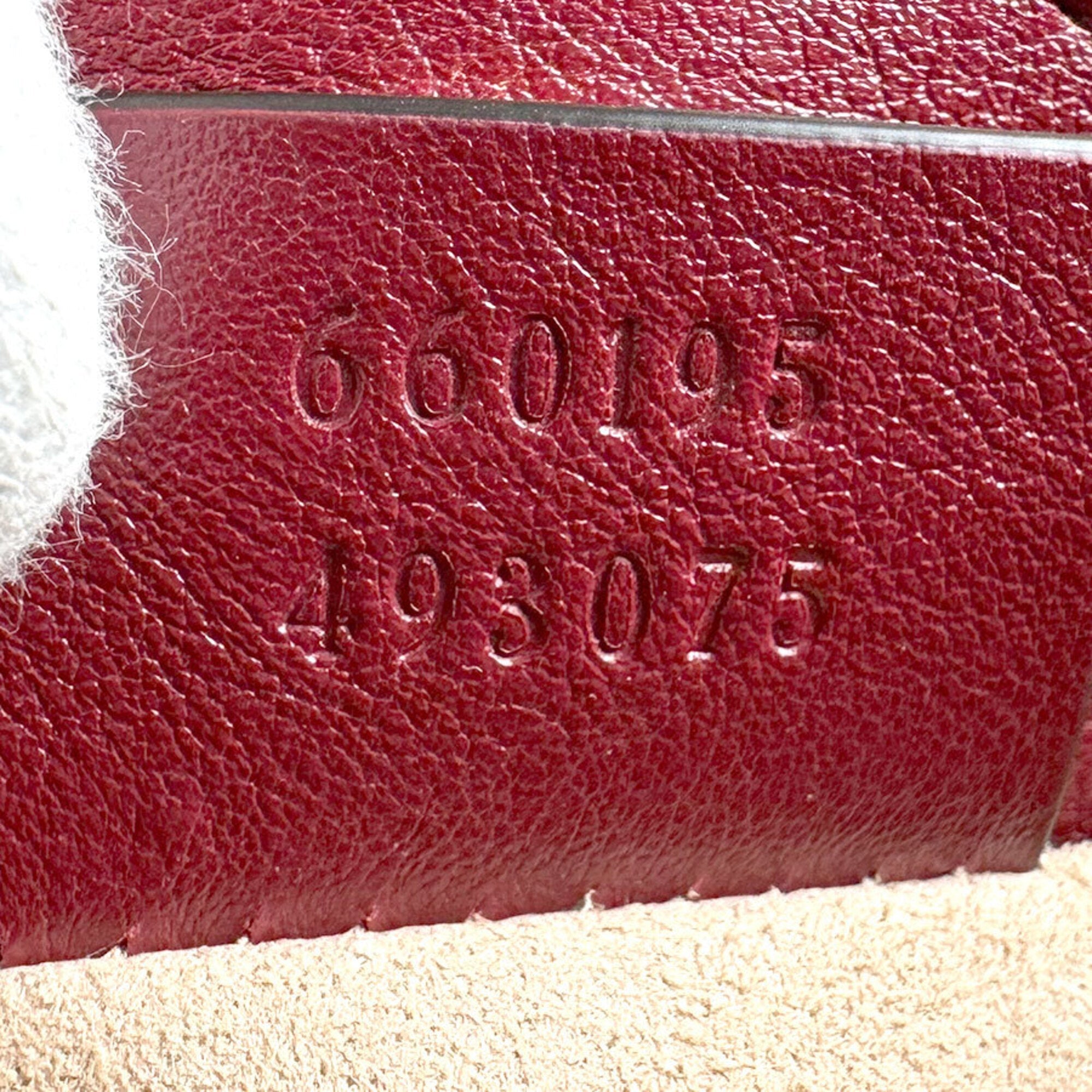 Gucci Red Color Leather Handbag Shoulder Bag Tote Bag (Pre-Owned)