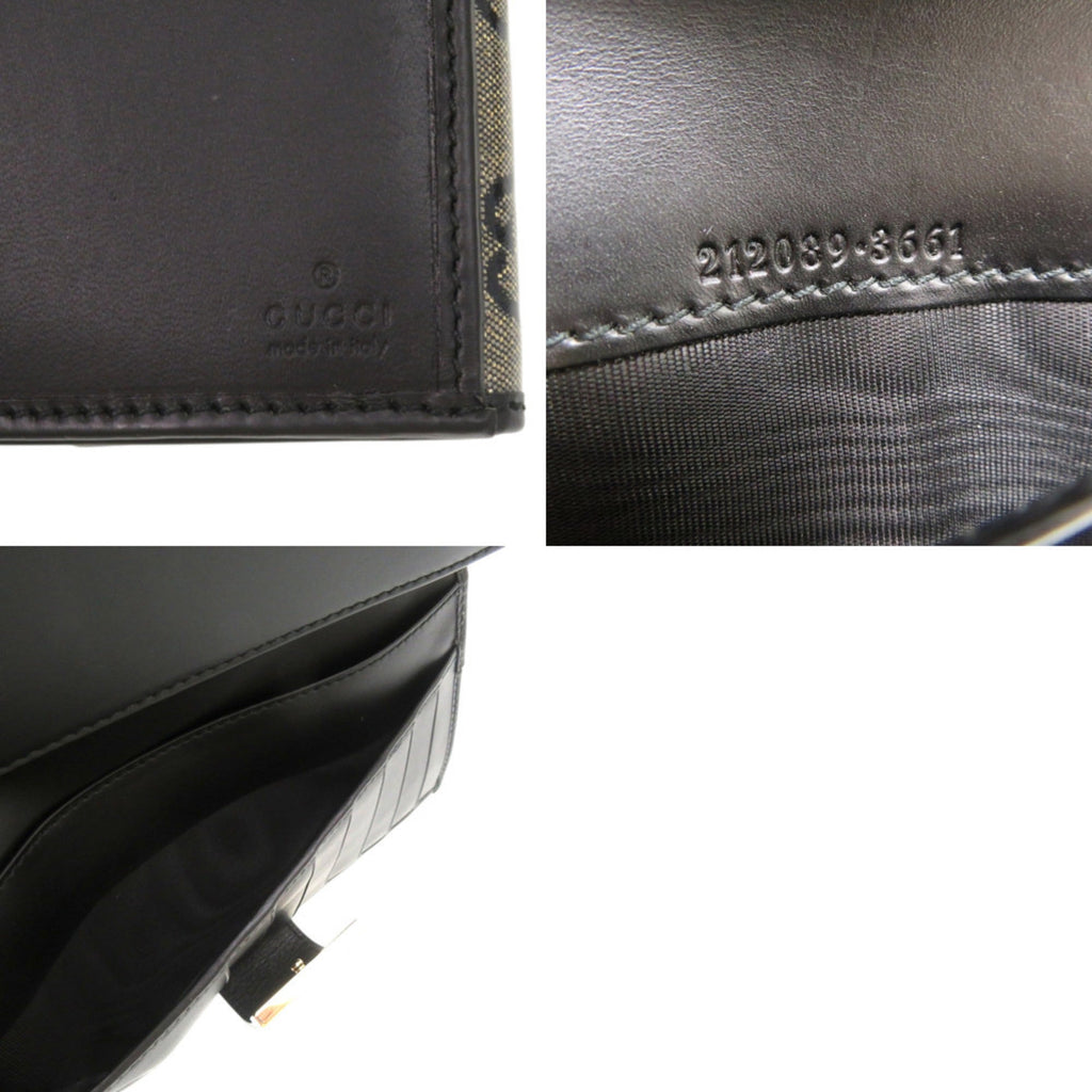 Gucci Gold Black Pvc Leather Long Wallet (Bi-Fold) (Pre-Owned)