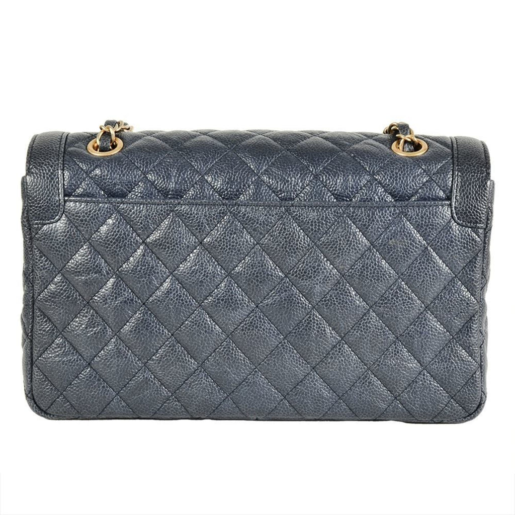 Chanel Blue Grained Calfskin Shoulder Bag