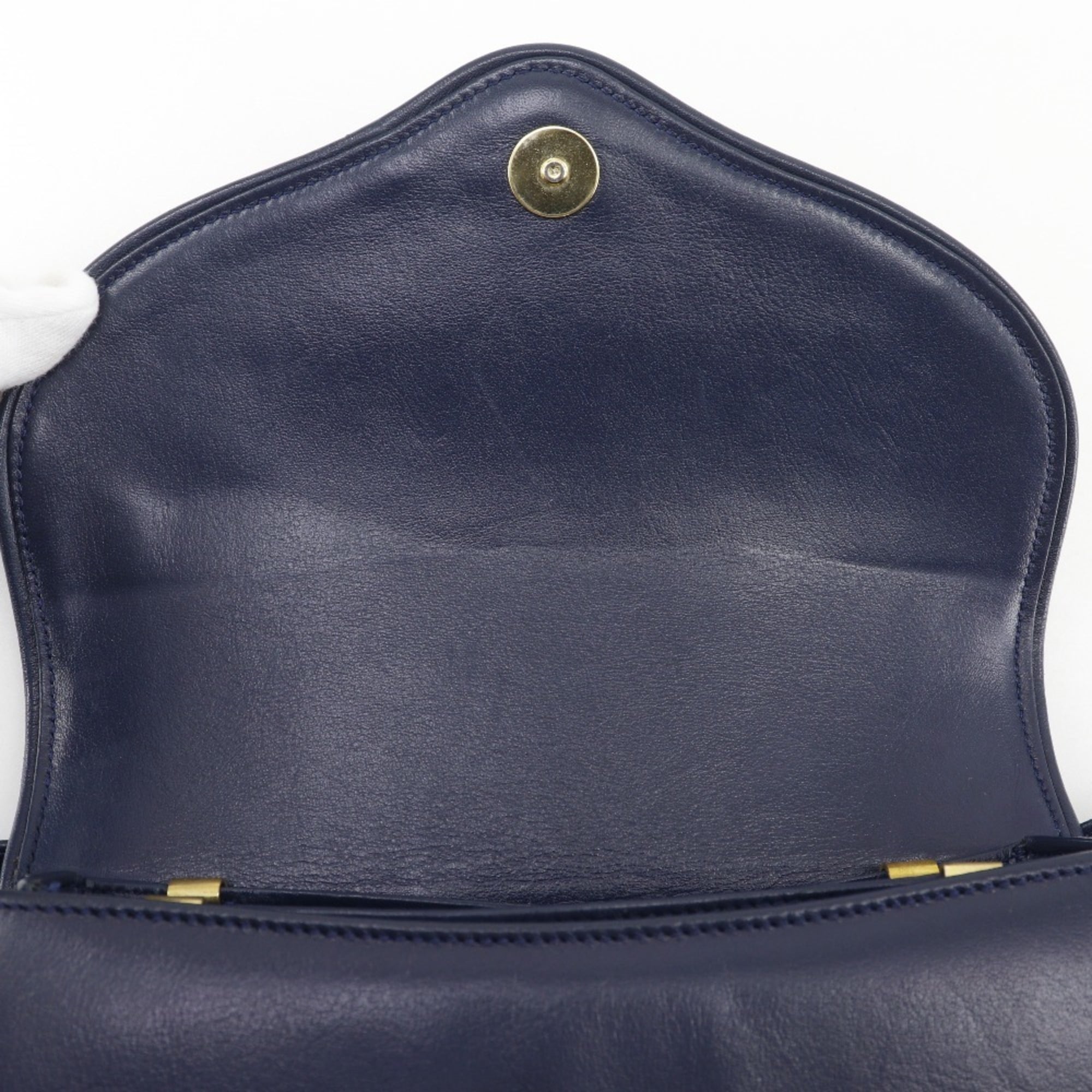 Gucci Navy Leather Shoulder Bag (Pre-Owned)