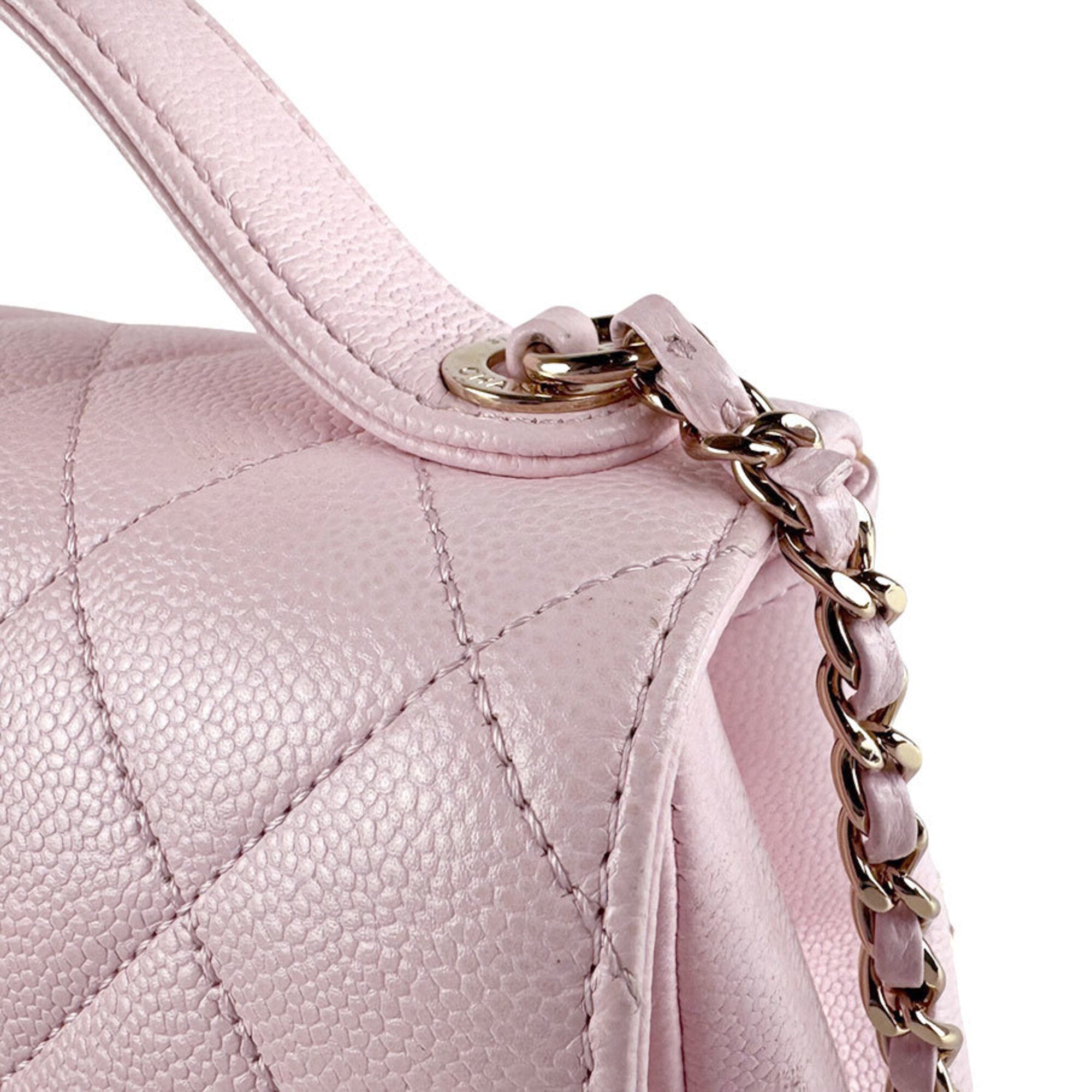 Chanel Light Pink Grained Calfskin Handbag Shoulder Bag
