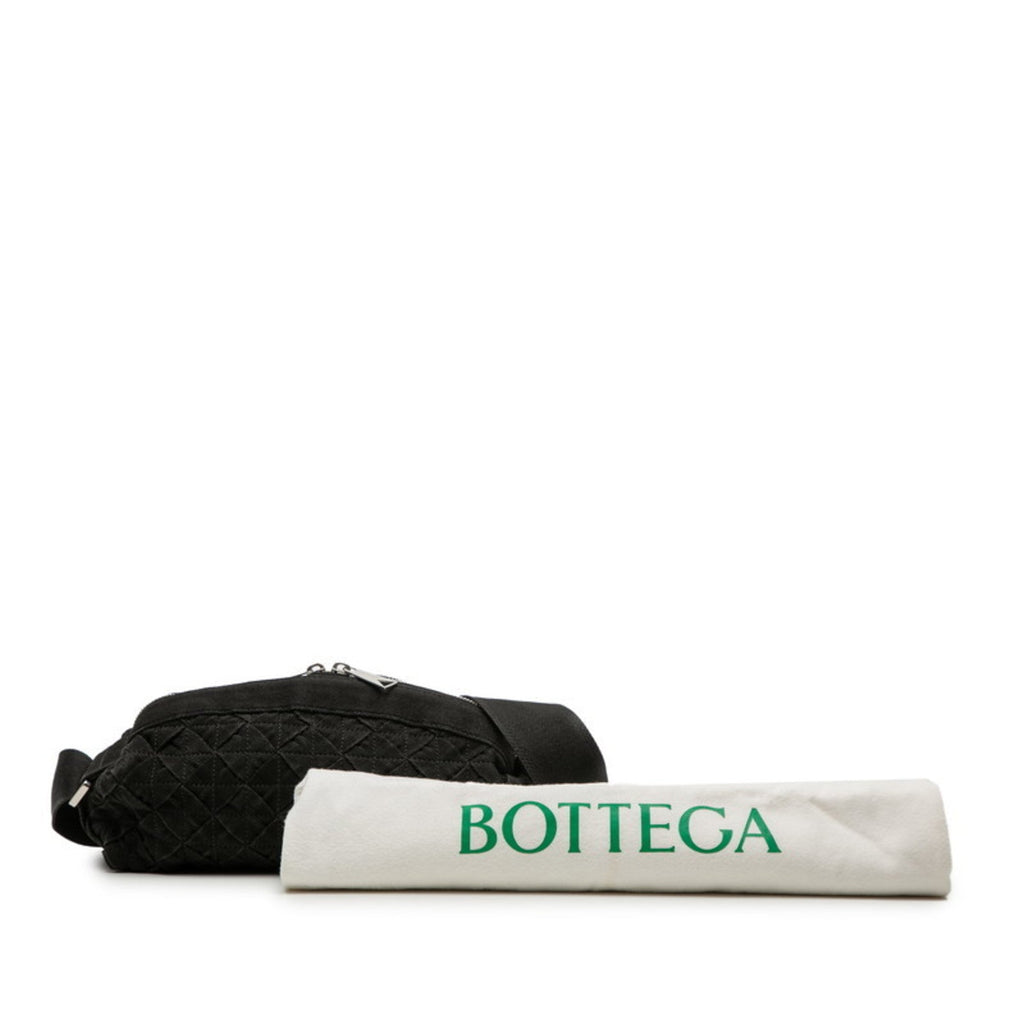 Bottega Veneta Black Canvas Nylon Shoulder Bag