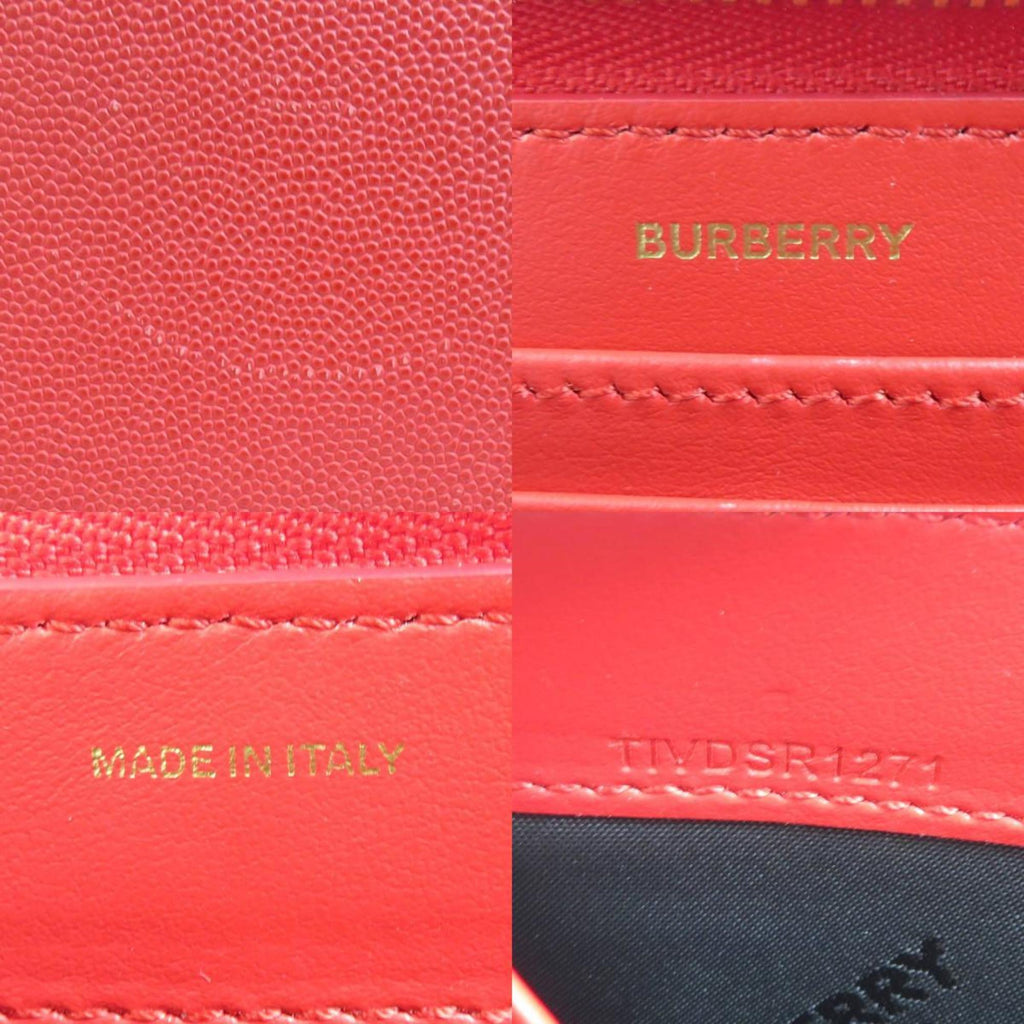 Burberry Red Color Leather Long Wallet (Bi-Fold)
