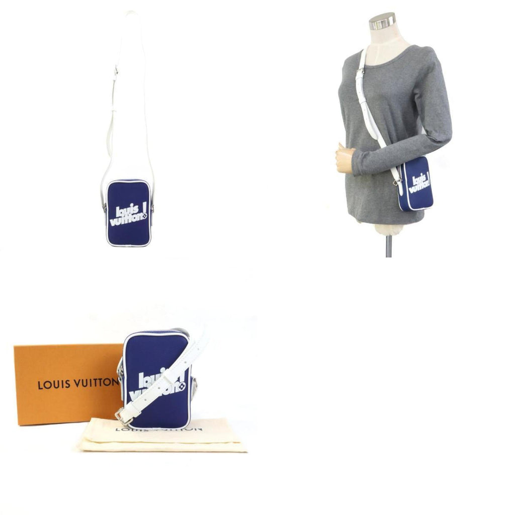 Louis Vuitton Blue White Leather Shoulder Bag