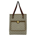 Gucci Brown Green Red Color Leather Pvc Tote Bag (Pre-Owned)
