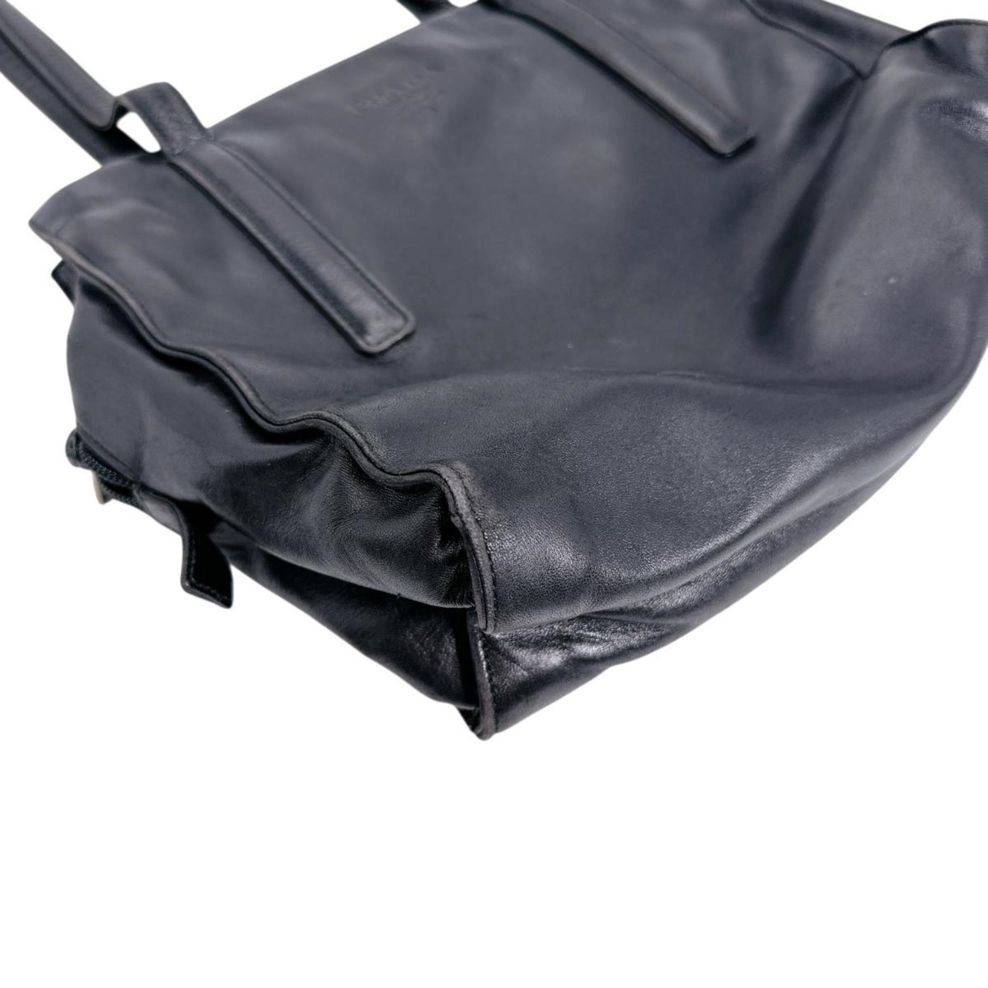 Prada Black Leather Tote Bag