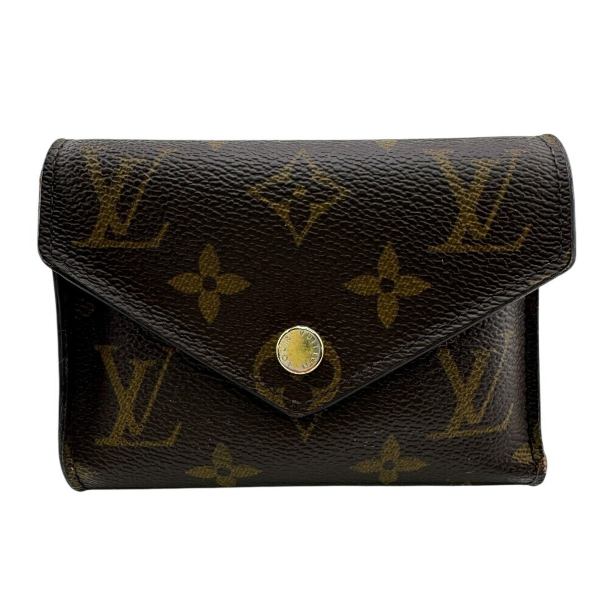 Louis Vuitton Gold Brown Leather Wallet (Tri-Fold)