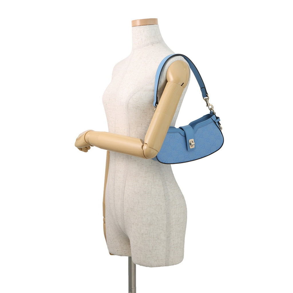 Gucci Gg Canvas Light Blue Gg Canvas Leather Handbag Shoulder Bag (Pre-Owned)