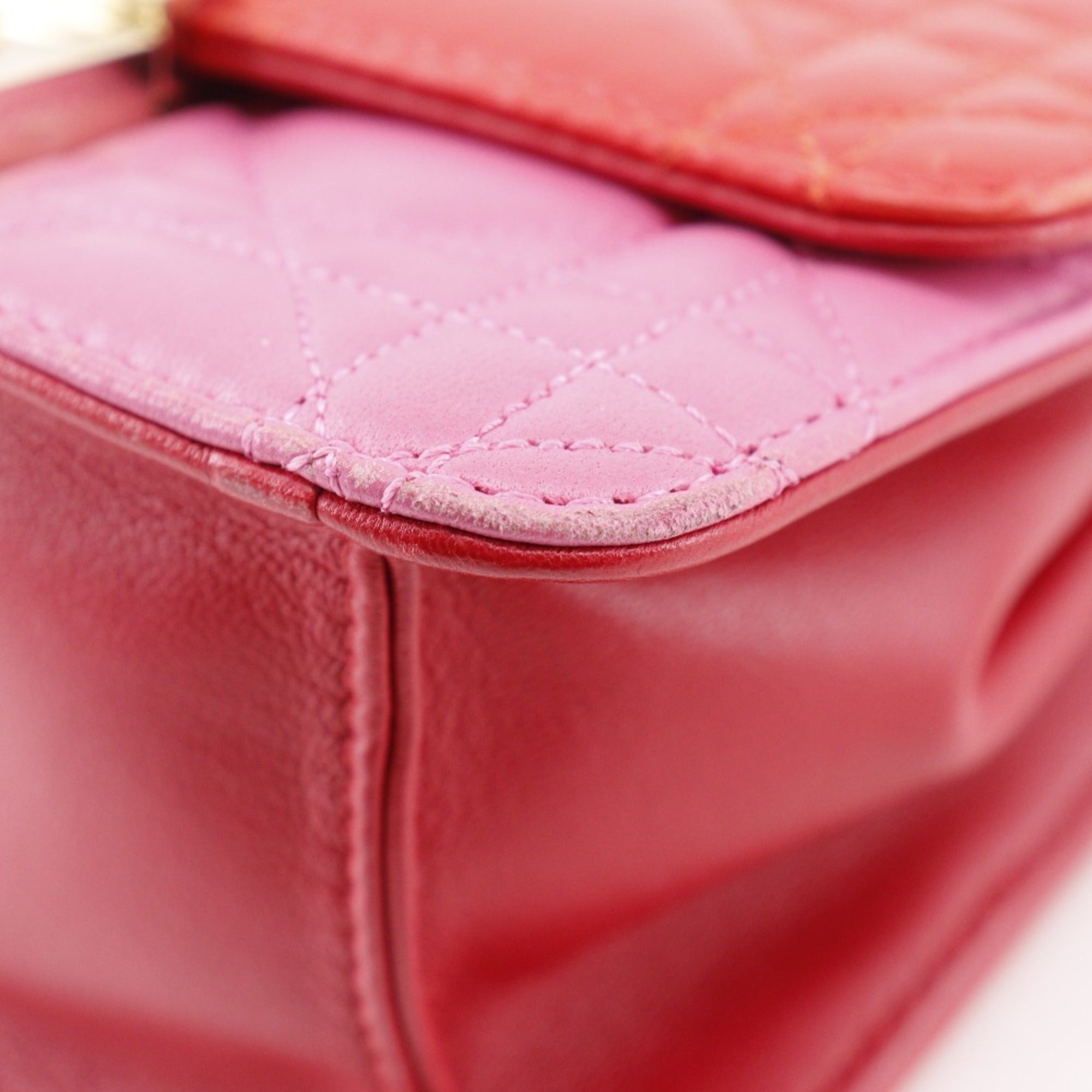 Christian Dior Pink Red Color Leather Shoulder Bag (Pre-Owned)