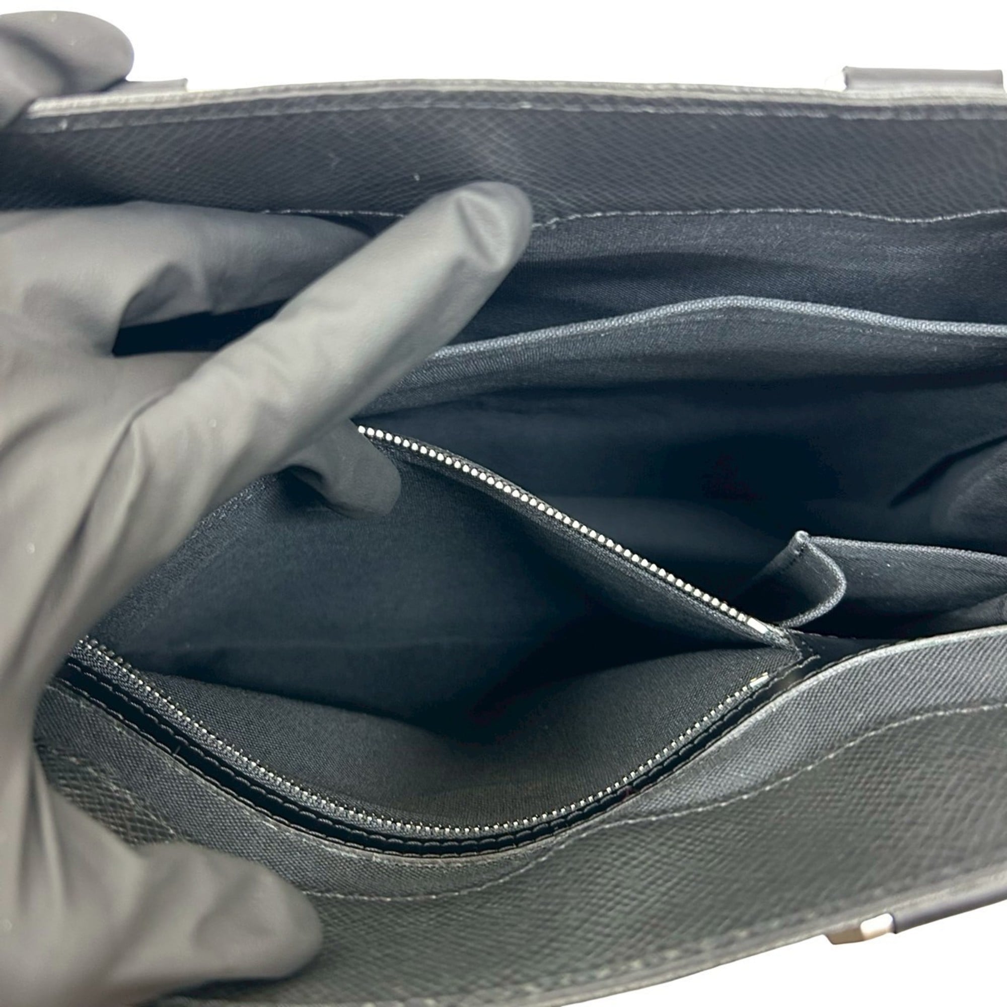 Louis Vuitton Black Leather Tote Bag