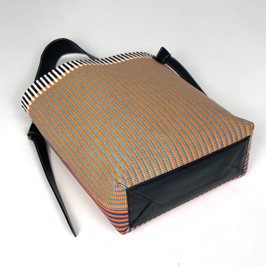Celine Blue Multi-Color Orange Fabric Leather Shoulder Bag