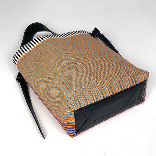Celine Blue Multi-Color Orange Fabric Leather Shoulder Bag