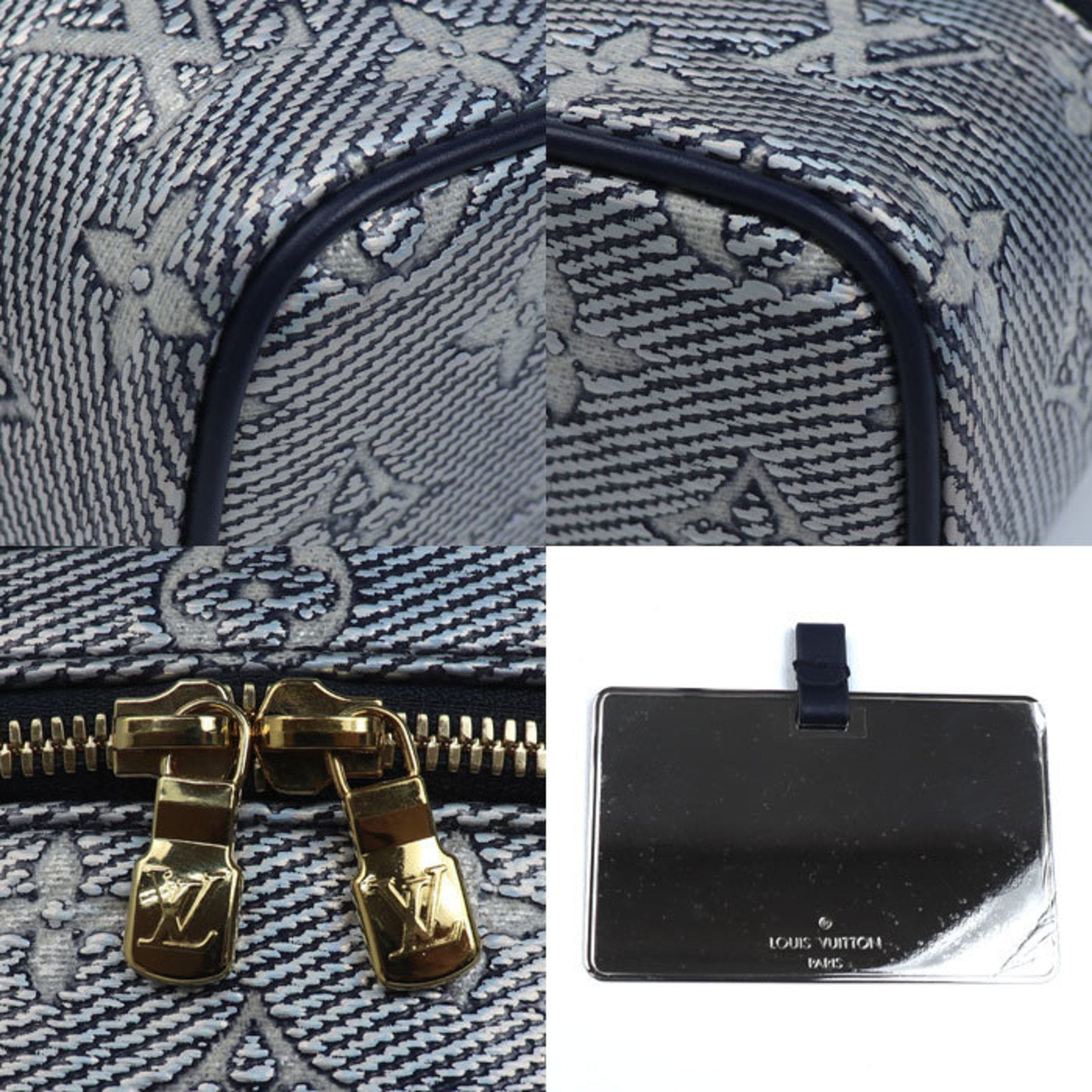 Louis Vuitton Navy Jacquard Denim Shoulder Bag Vanity Bag
