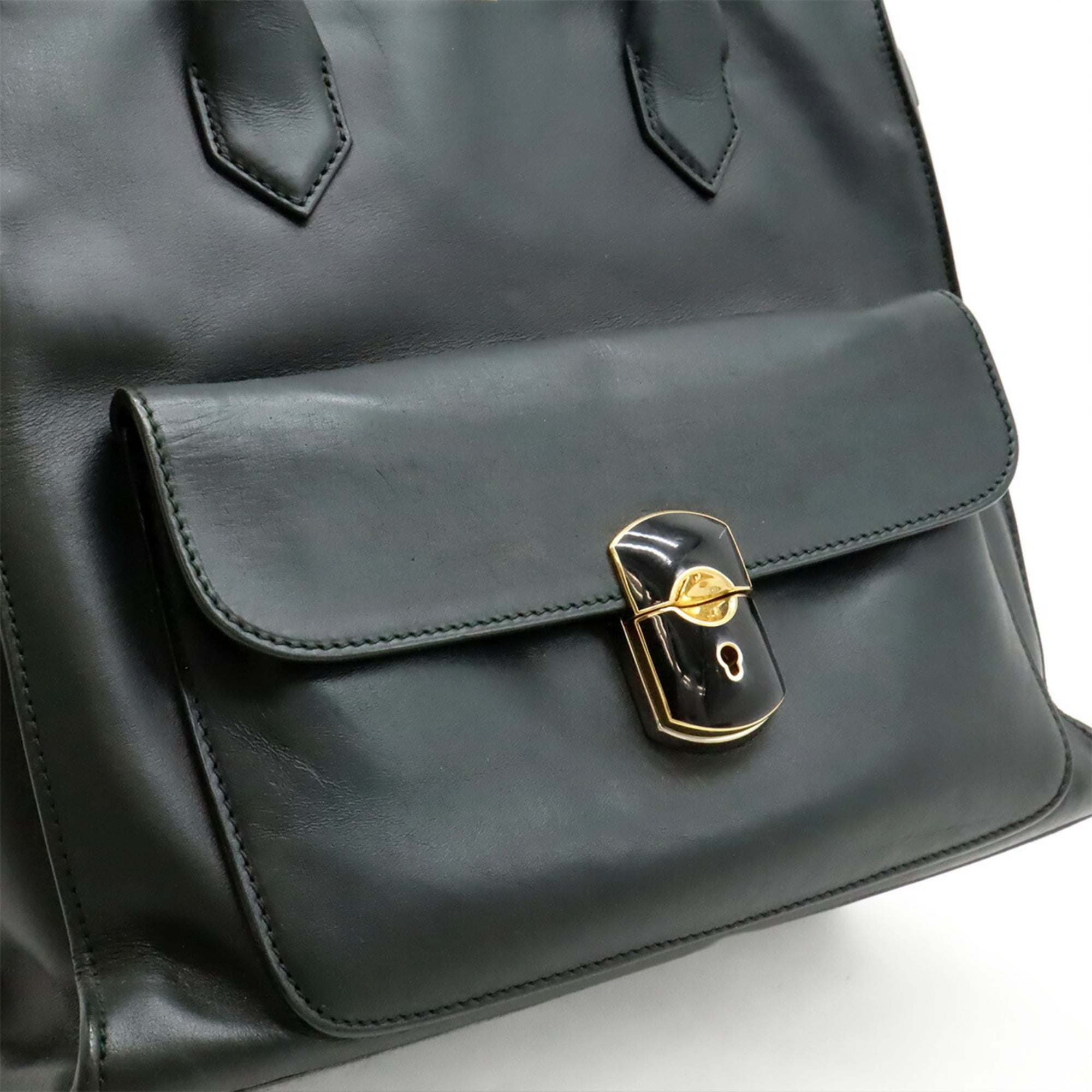 Balenciaga Dark Green Leather Handbag Shoulder