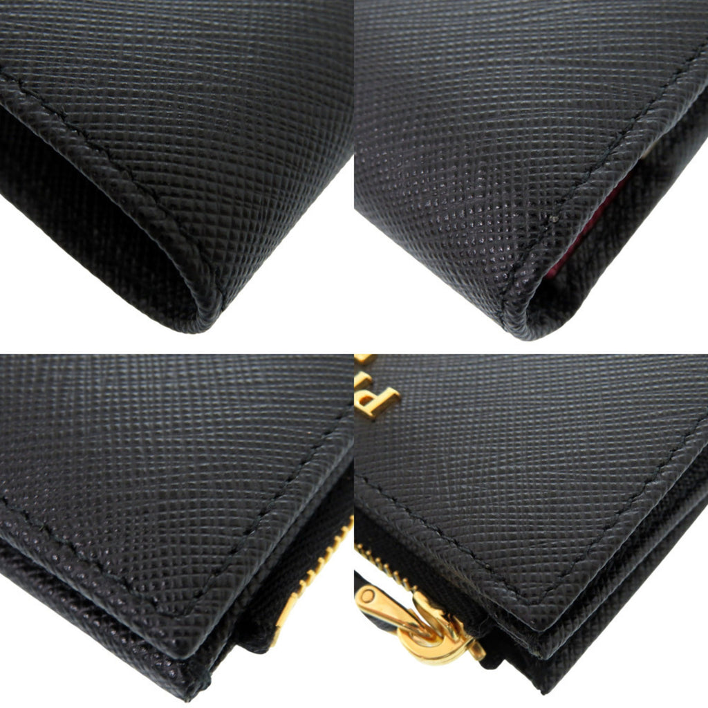 Prada Black Nero Pink Leather Wallet (Bi-Fold)