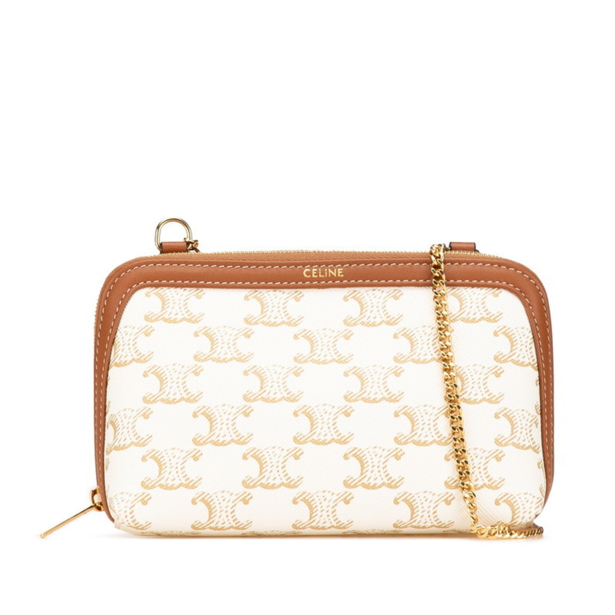 Celine Brown White Pvc Leather Shoulder Bag