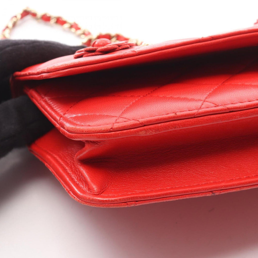 Chanel Red Color Leather Handbag Shoulder Bag