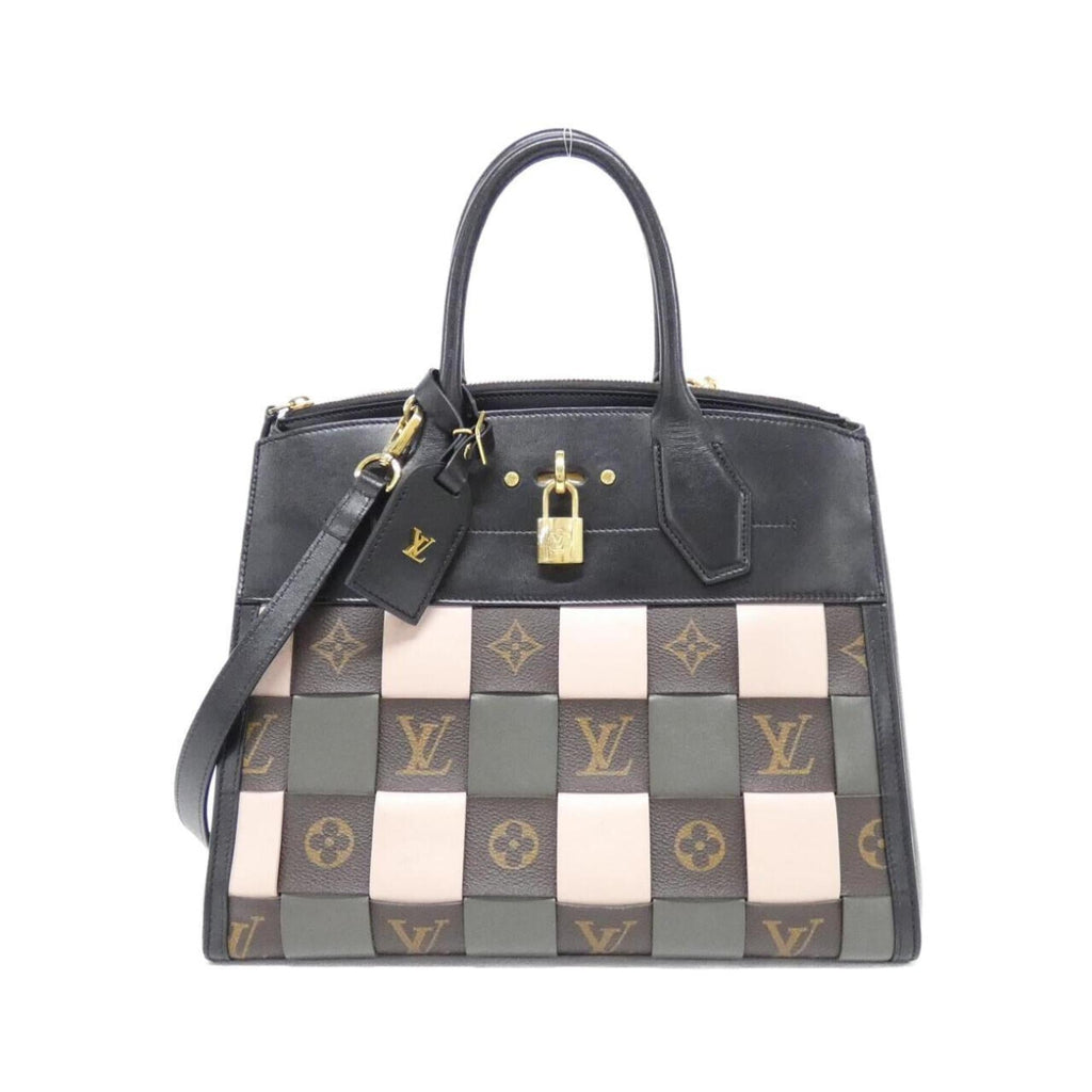 Louis Vuitton Black Coated Canvas Leather Handbag