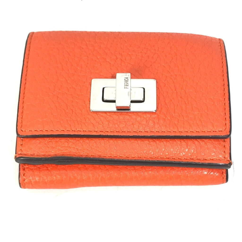Fendi Orange Leather Wallet (Tri-Fold)
