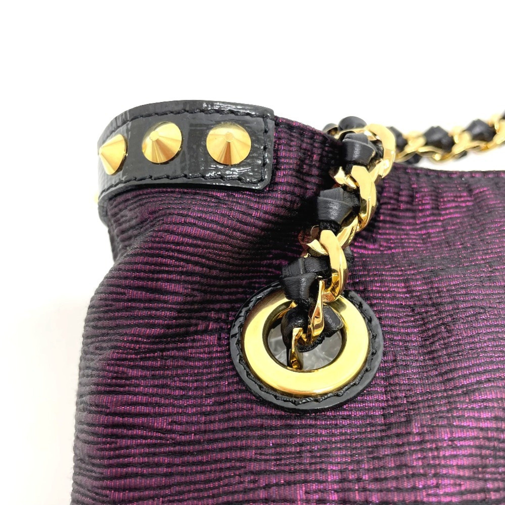 Louis Vuitton Black Purple Canvas Leather Handbag Tote Bag