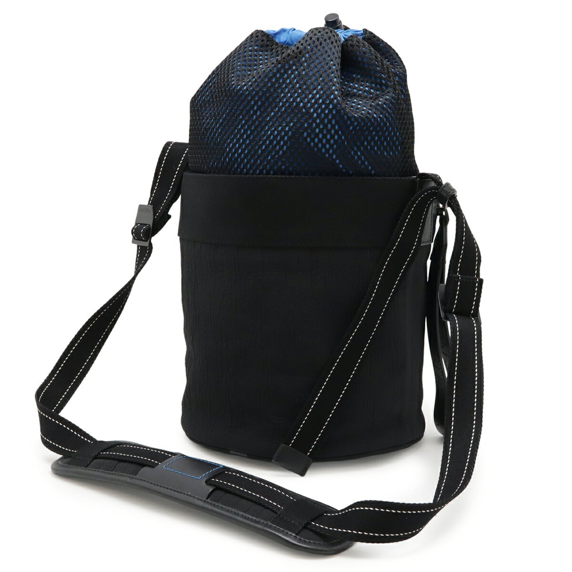Bottega Veneta Black Blue Nylon Shoulder Bag